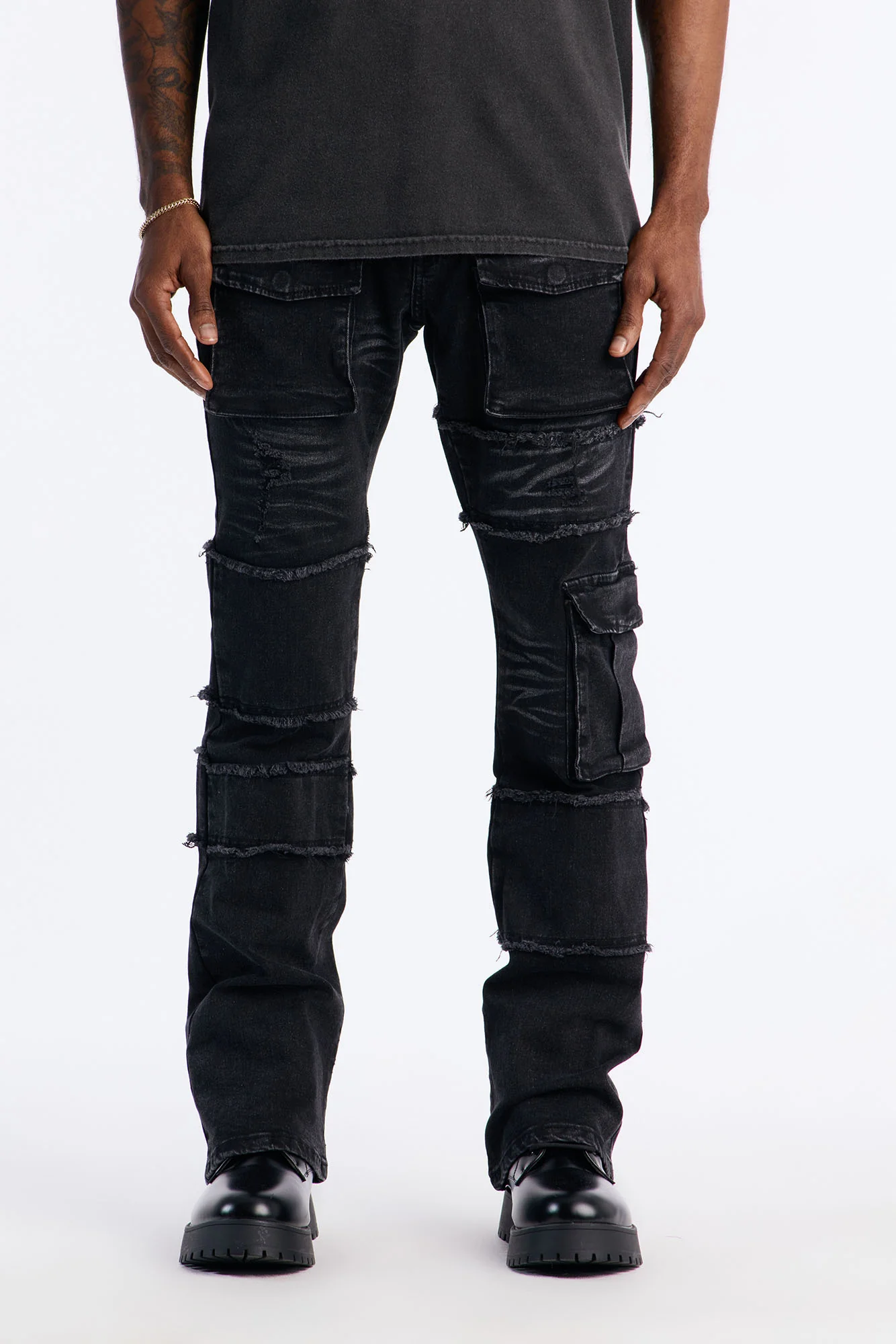 Urban Armor Skinny Stacked Flare Jeans - Black Wash
