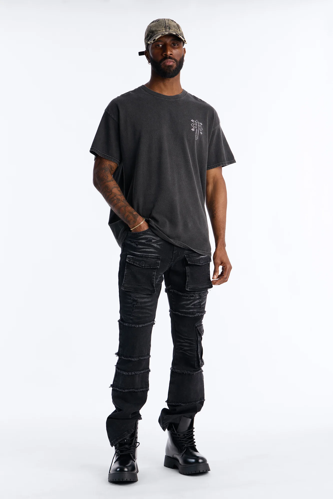 Urban Armor Skinny Stacked Flare Jeans - Black Wash - Image 2