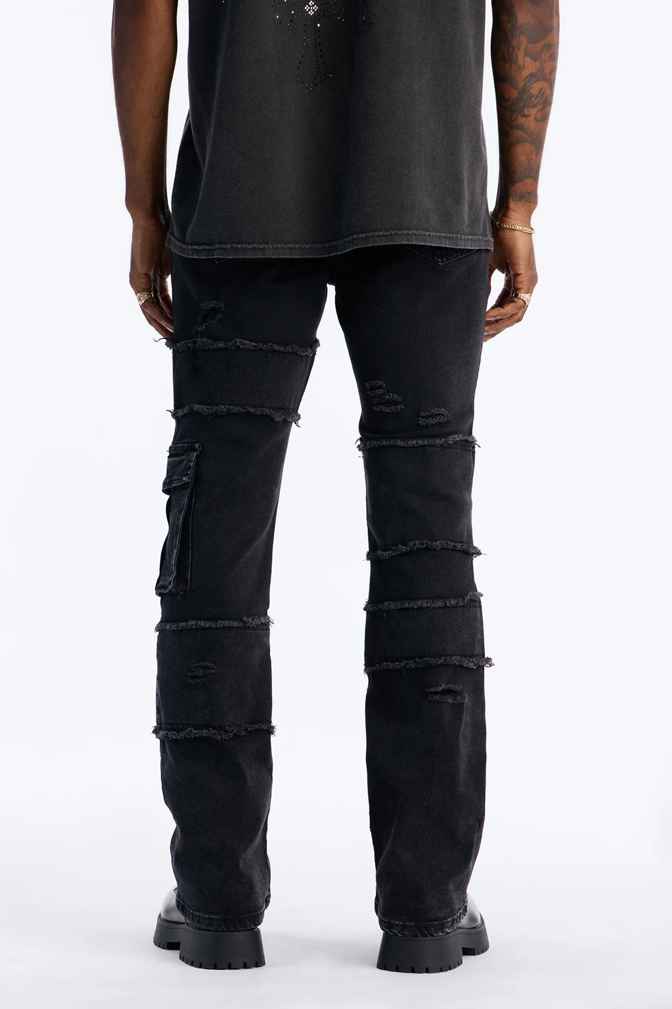 Urban Armor Skinny Stacked Flare Jeans - Black Wash - Image 4
