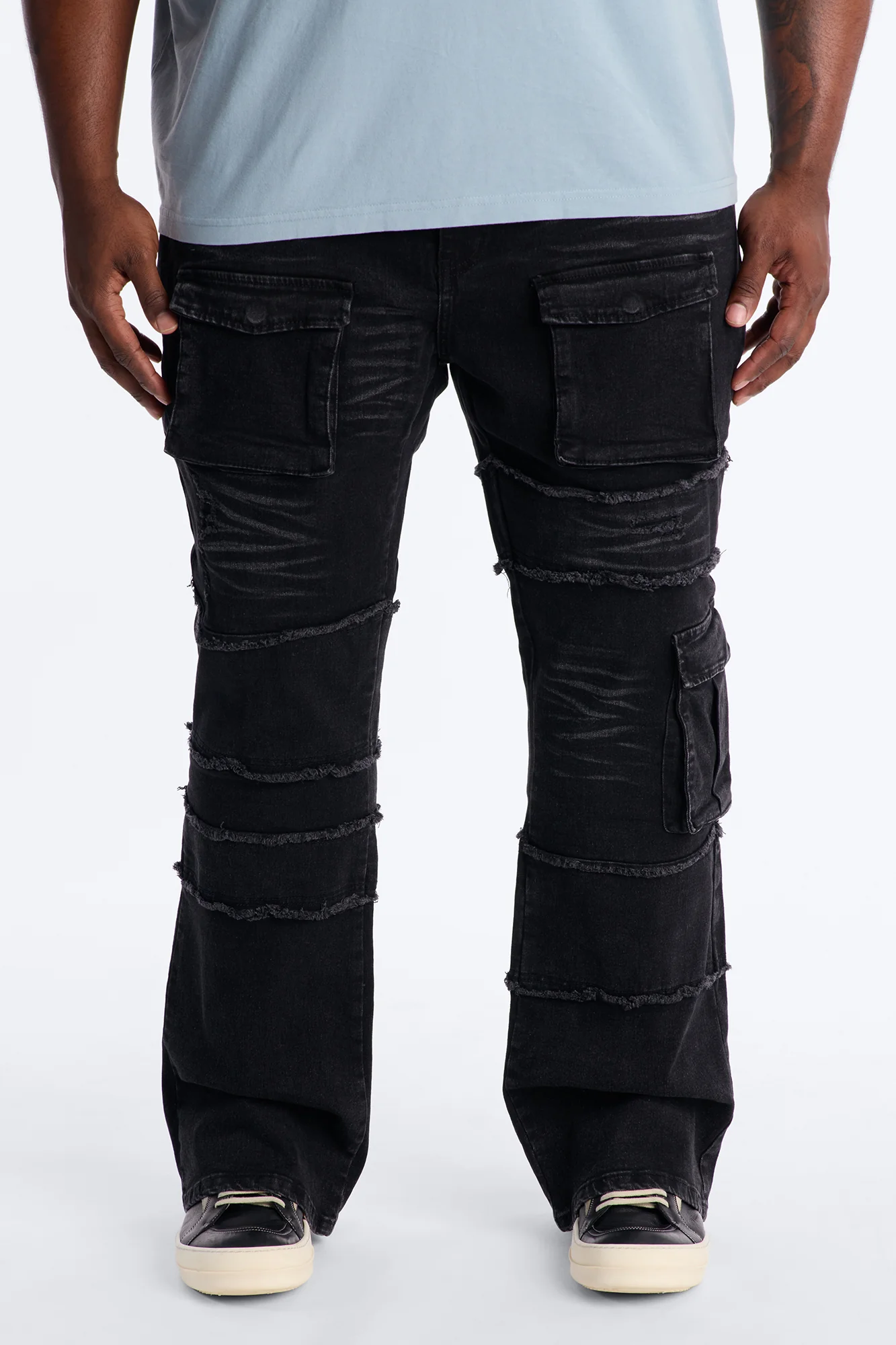 Urban Armor Skinny Stacked Flare Jeans - Black Wash - Image 5
