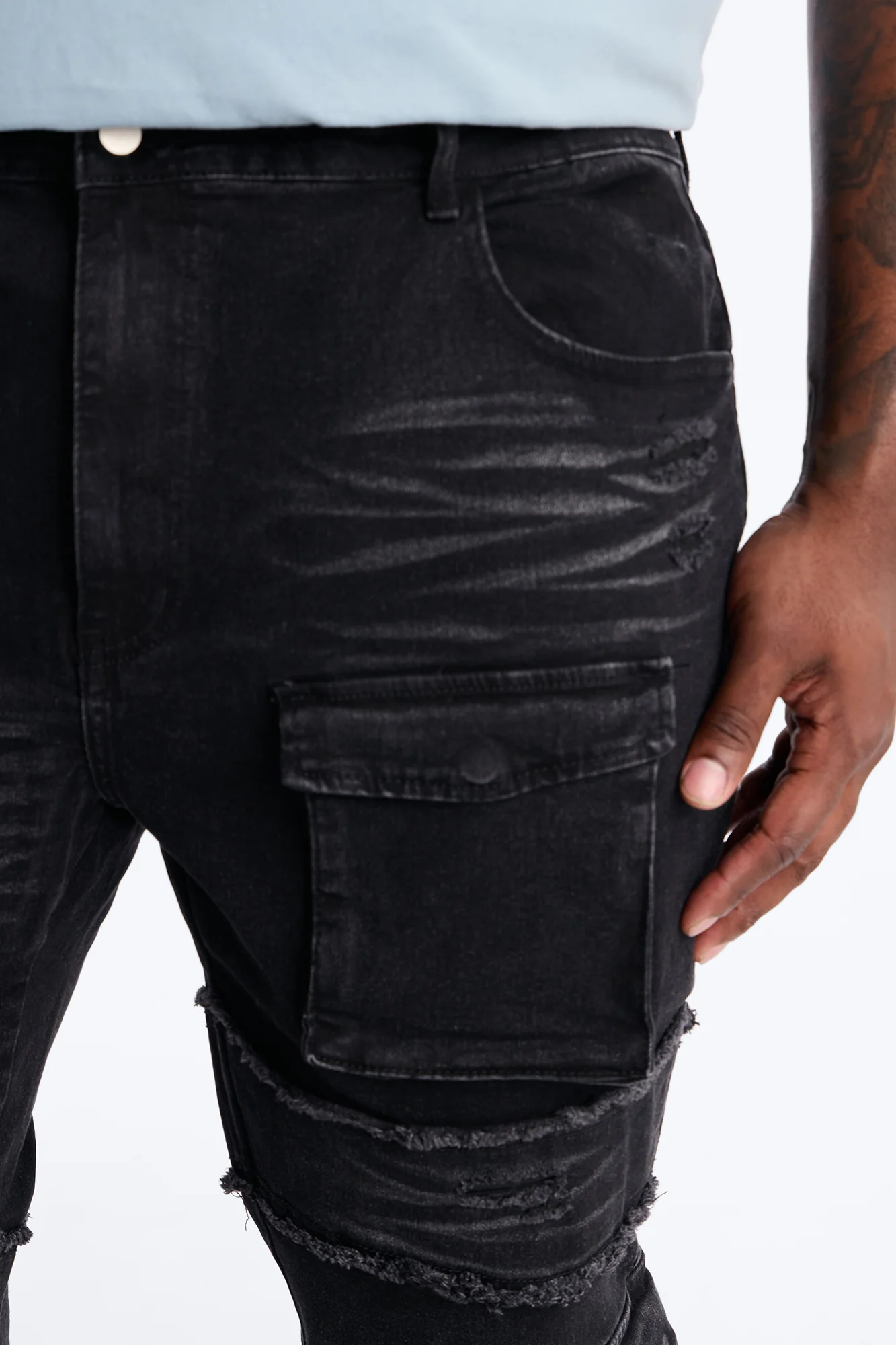 Urban Armor Skinny Stacked Flare Jeans - Black Wash - Image 7
