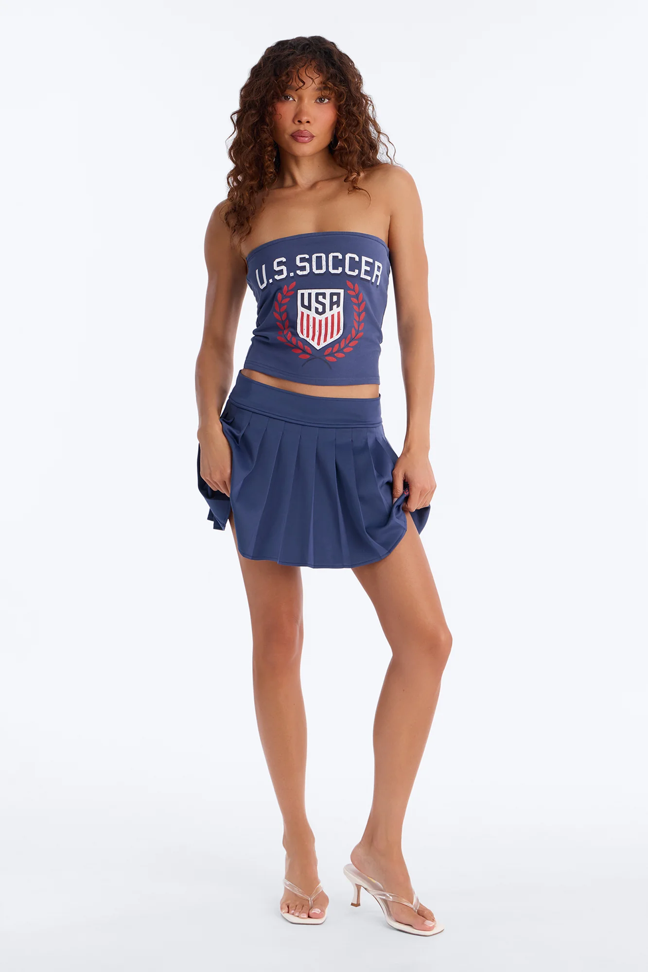 US Soccer Cropped Tube Top - Navy - Image 2