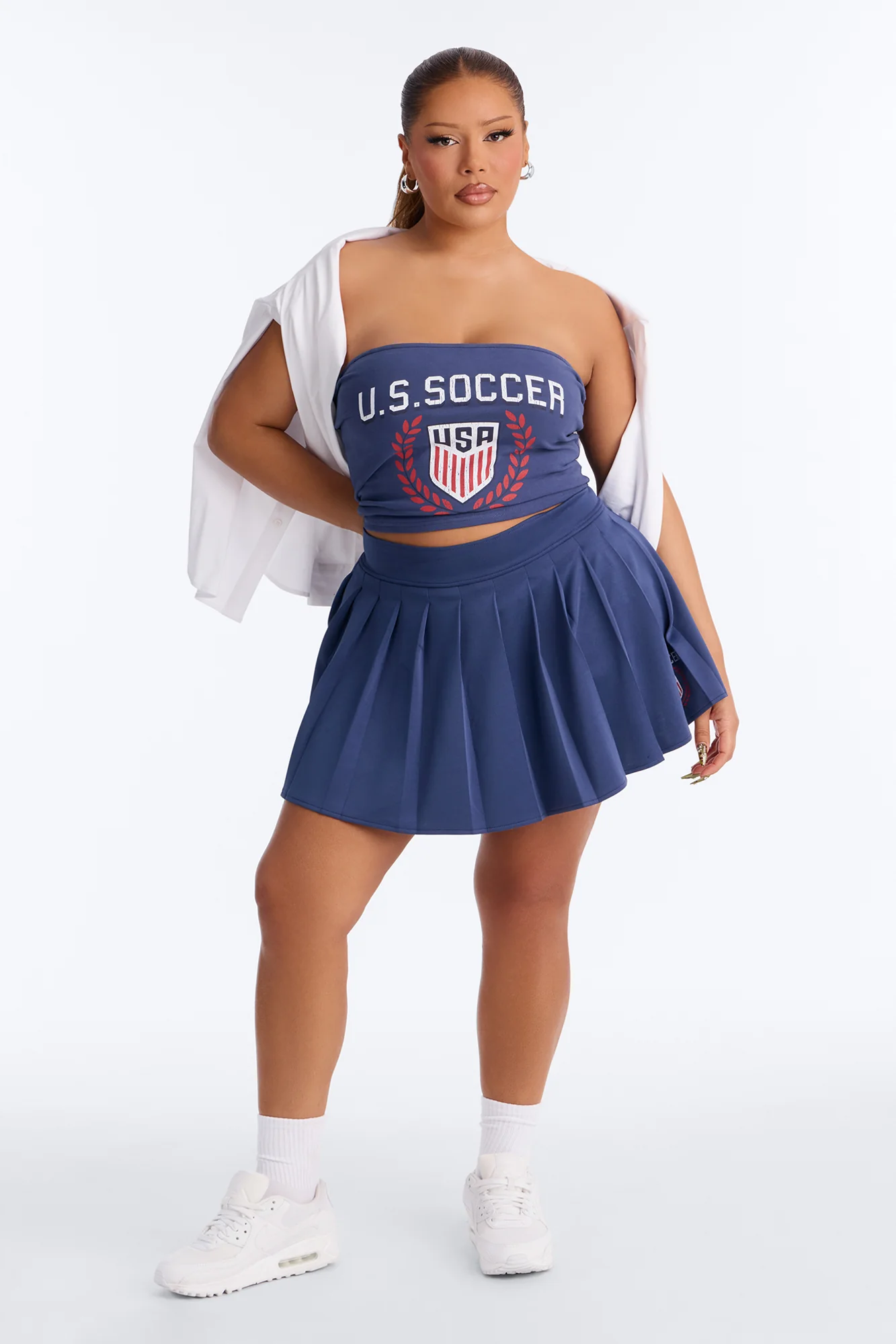 US Soccer Cropped Tube Top - Navy - Image 5