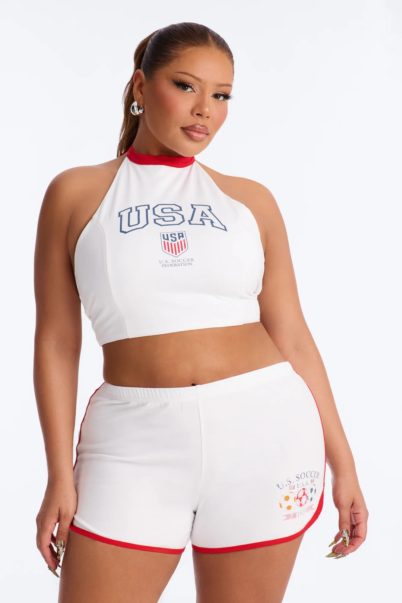 US Soccer High Neck Halter - White - Image 4