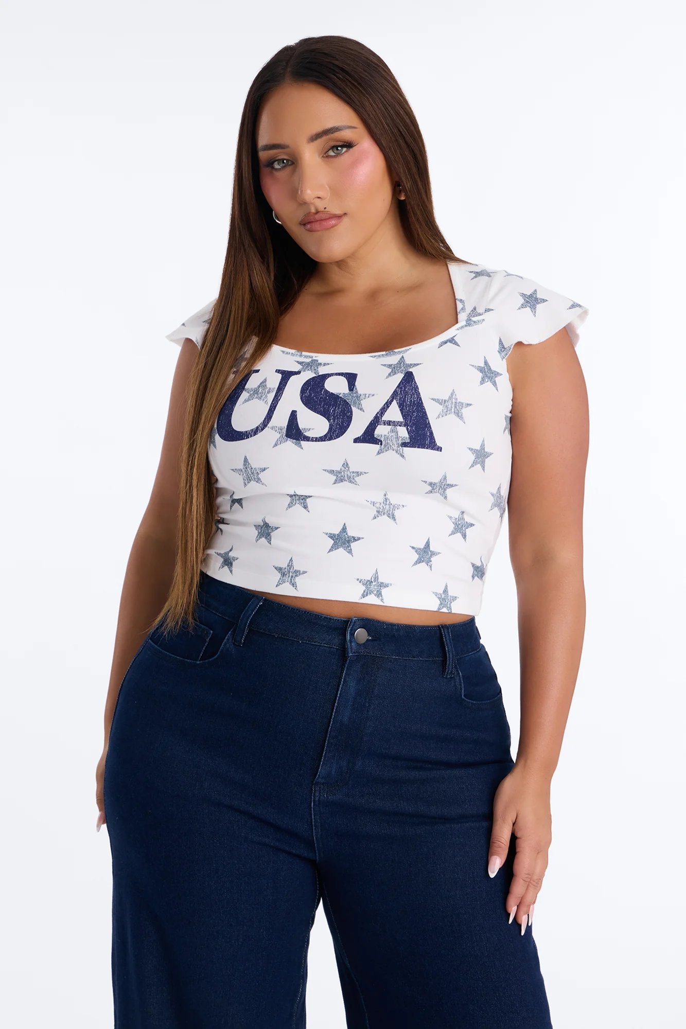 USA Allover Star Baby Tee - White/combo - Image 5