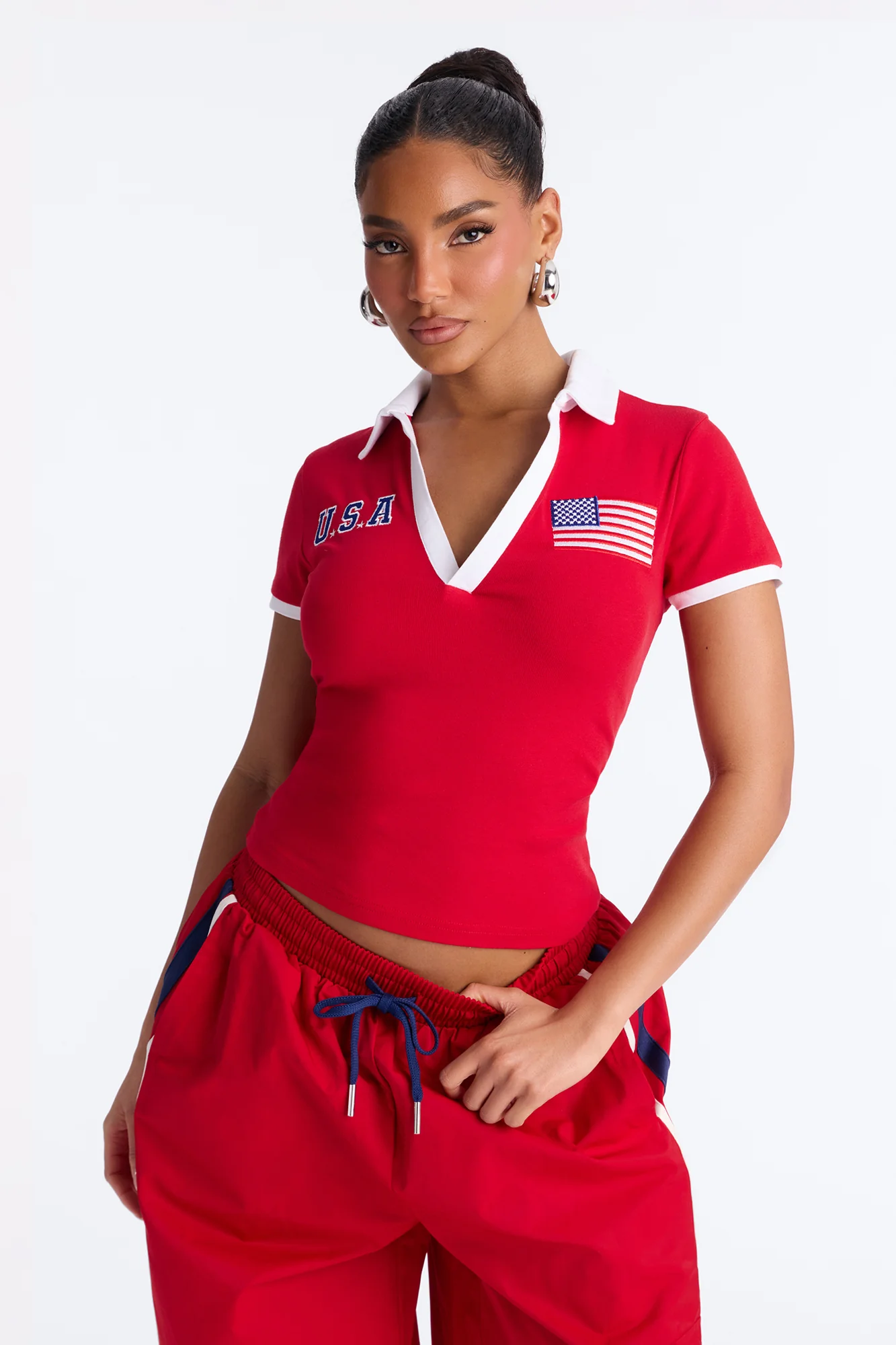 USA Fitted Polo - Red