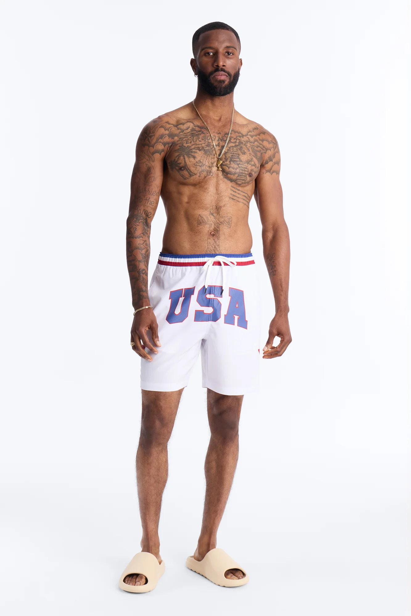USA Freedom Stars Swim Trunk 7″ - White/combo - Image 2