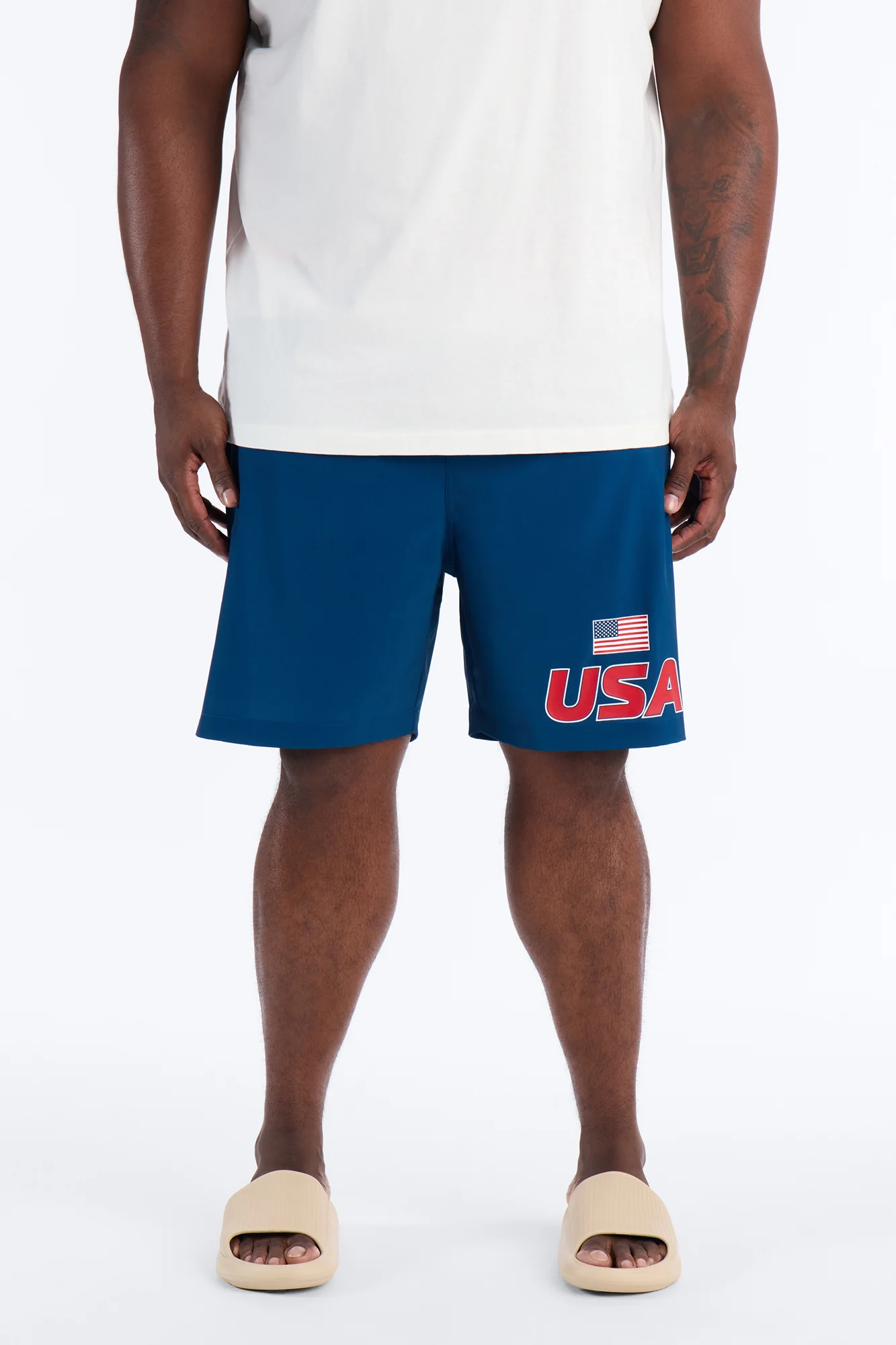 USA International Printed Swim Trunk 7″ - Navy - Image 5