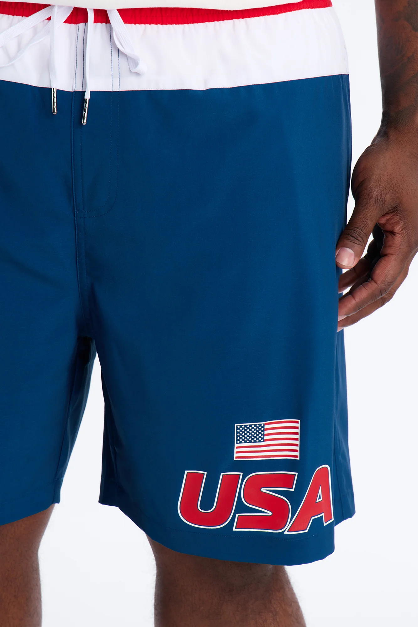 USA International Printed Swim Trunk 7″ - Navy - Image 7