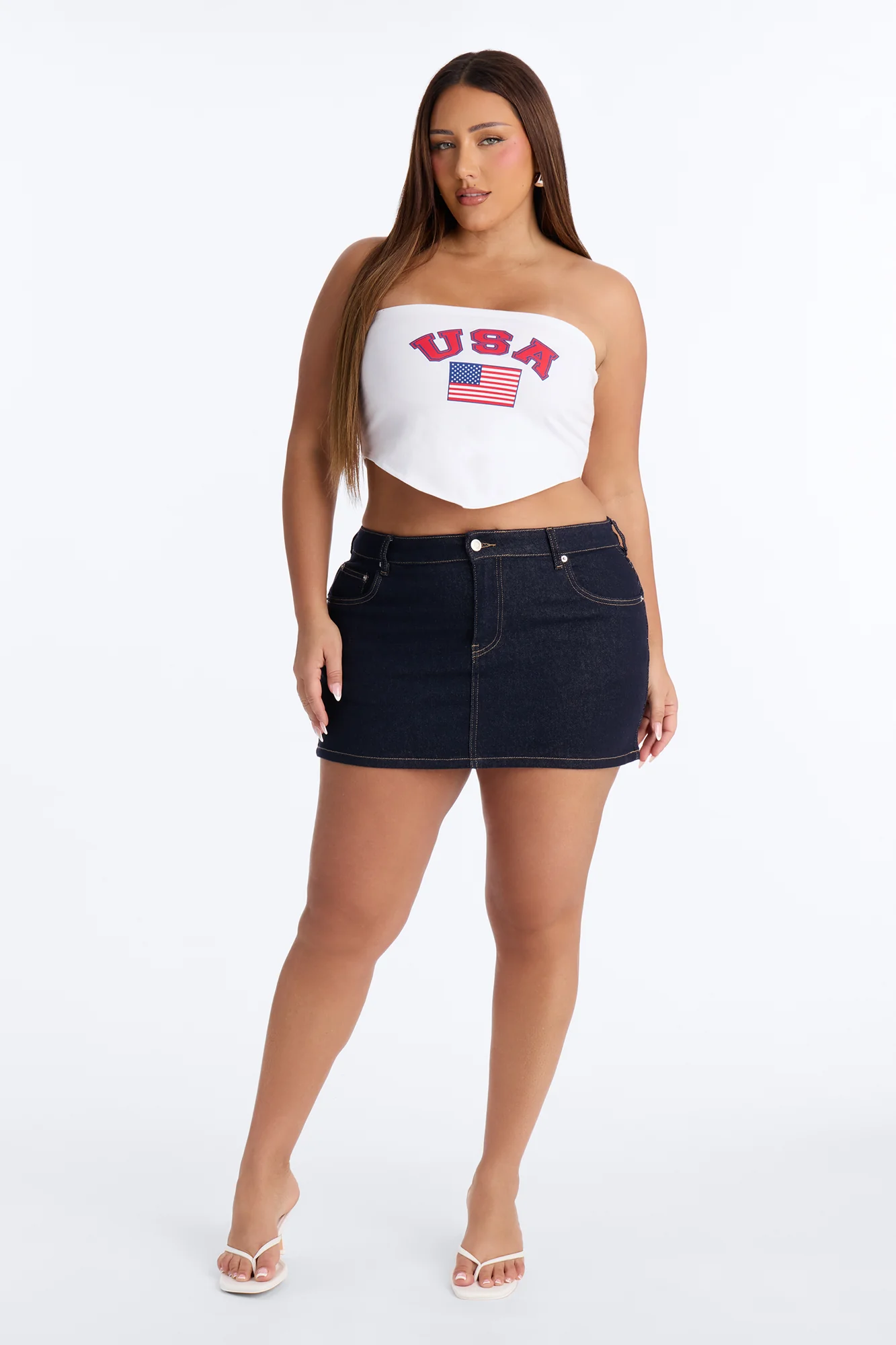 USA Tube Top With Hanky Hem - White - Image 5