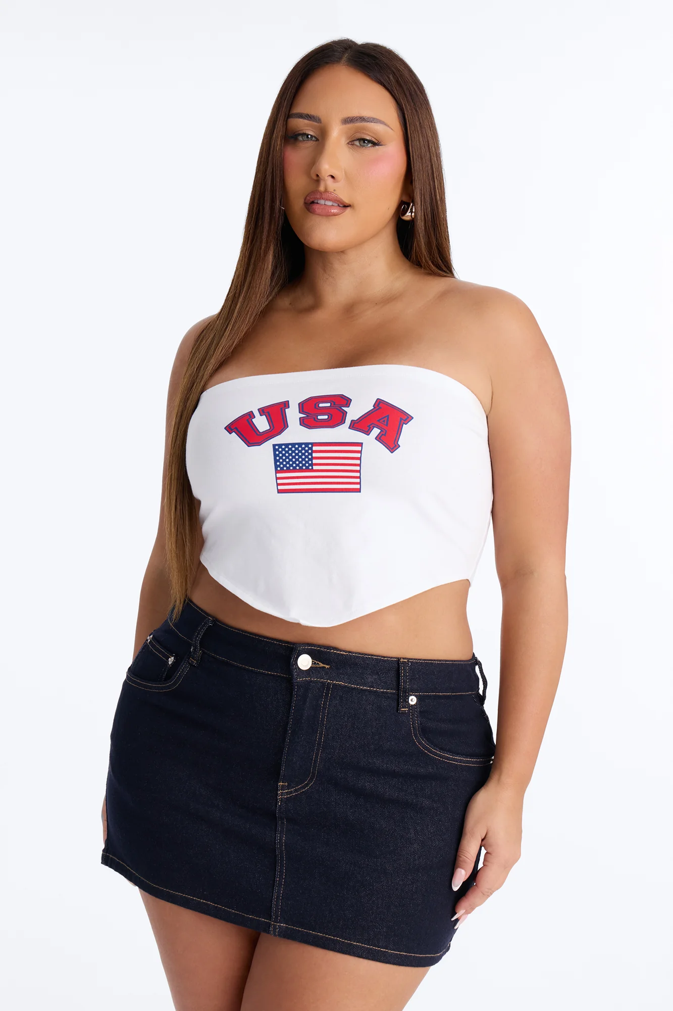 USA Tube Top With Hanky Hem - White - Image 6