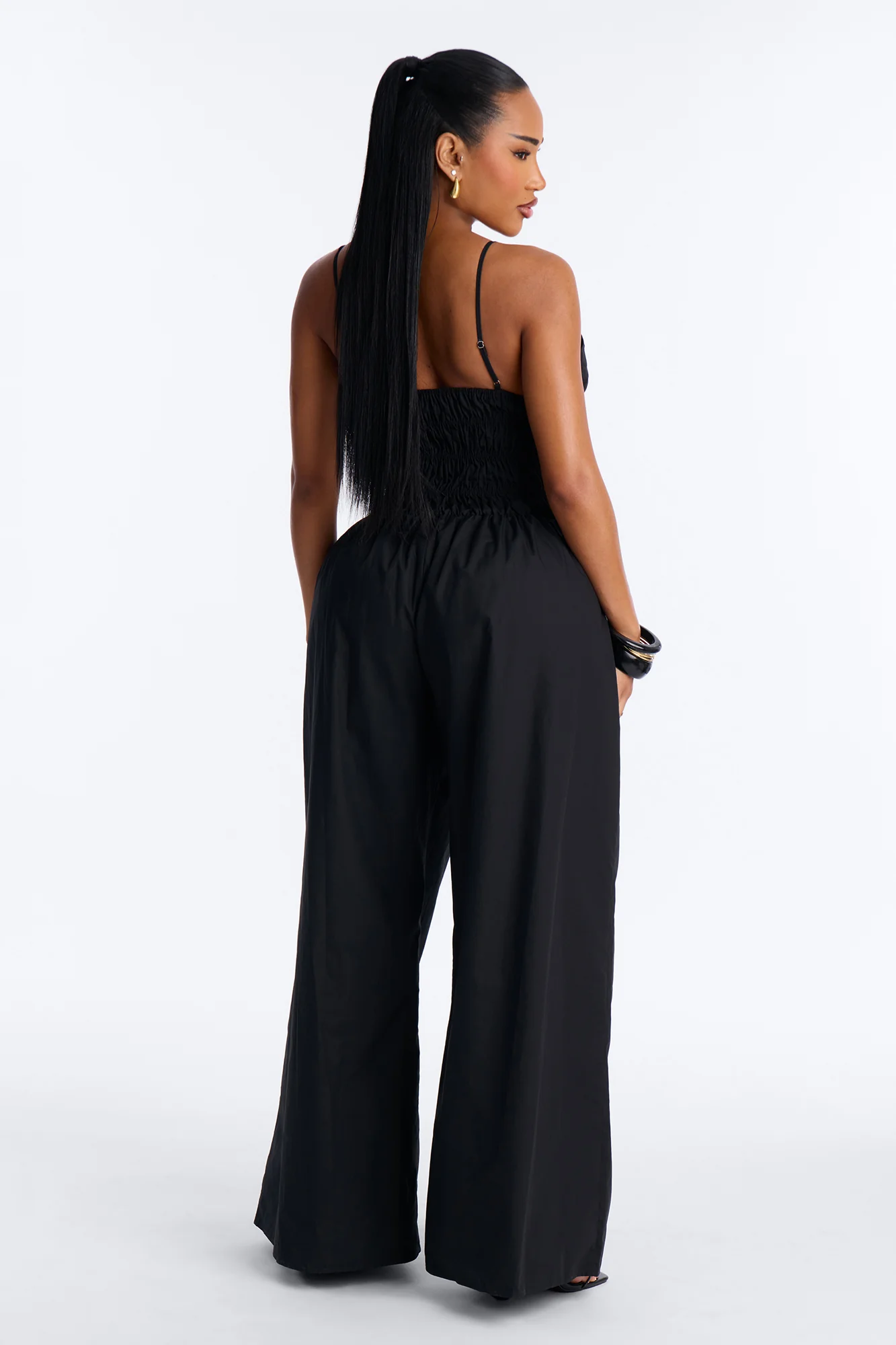 Vacation Muse Beaded Wide Leg Jumpsuit - Black - Image 4