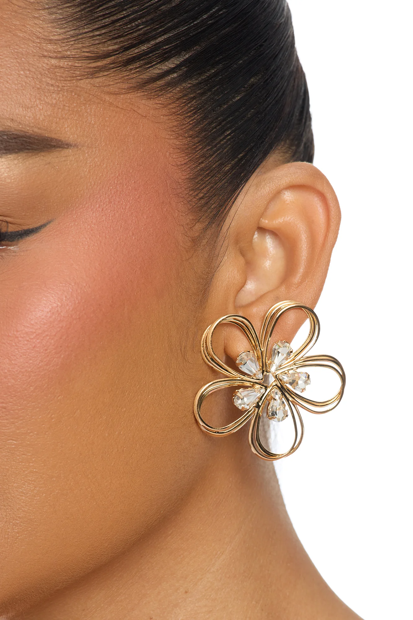 Vacation Repeat Floral Drop Earrings - Gold