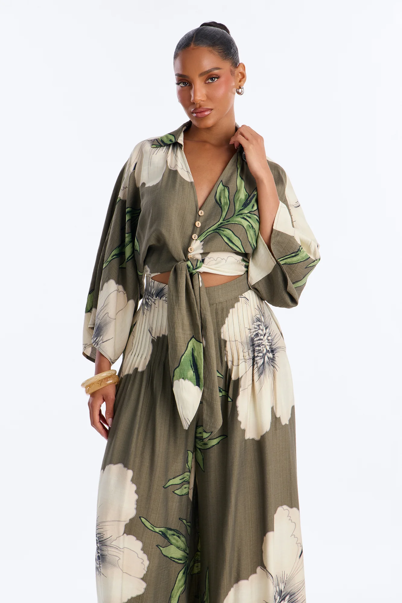 Vacation Vibe Floral Wide Leg Jumpsuit - Green - Image 2