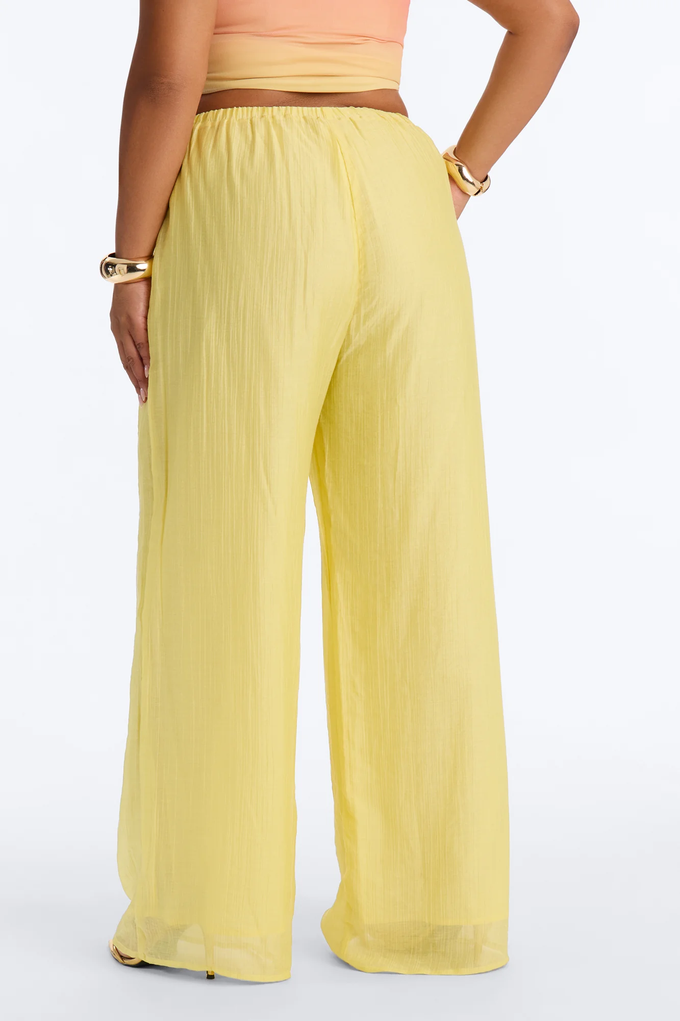 Vacay Babe Textured Wide Leg Pant - Butter Yellow - Image 8
