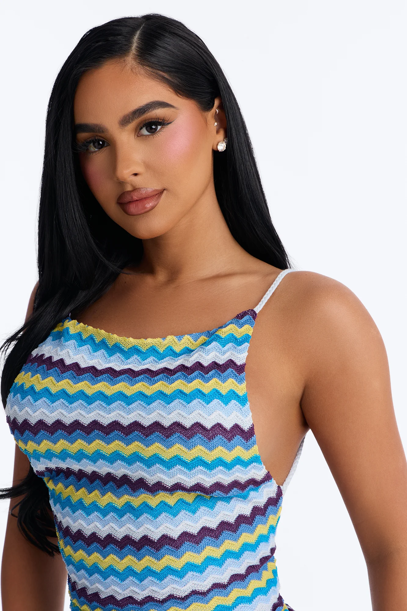 Vacay On The Brain Crochet Mini Dress - Blue/combo - Image 3