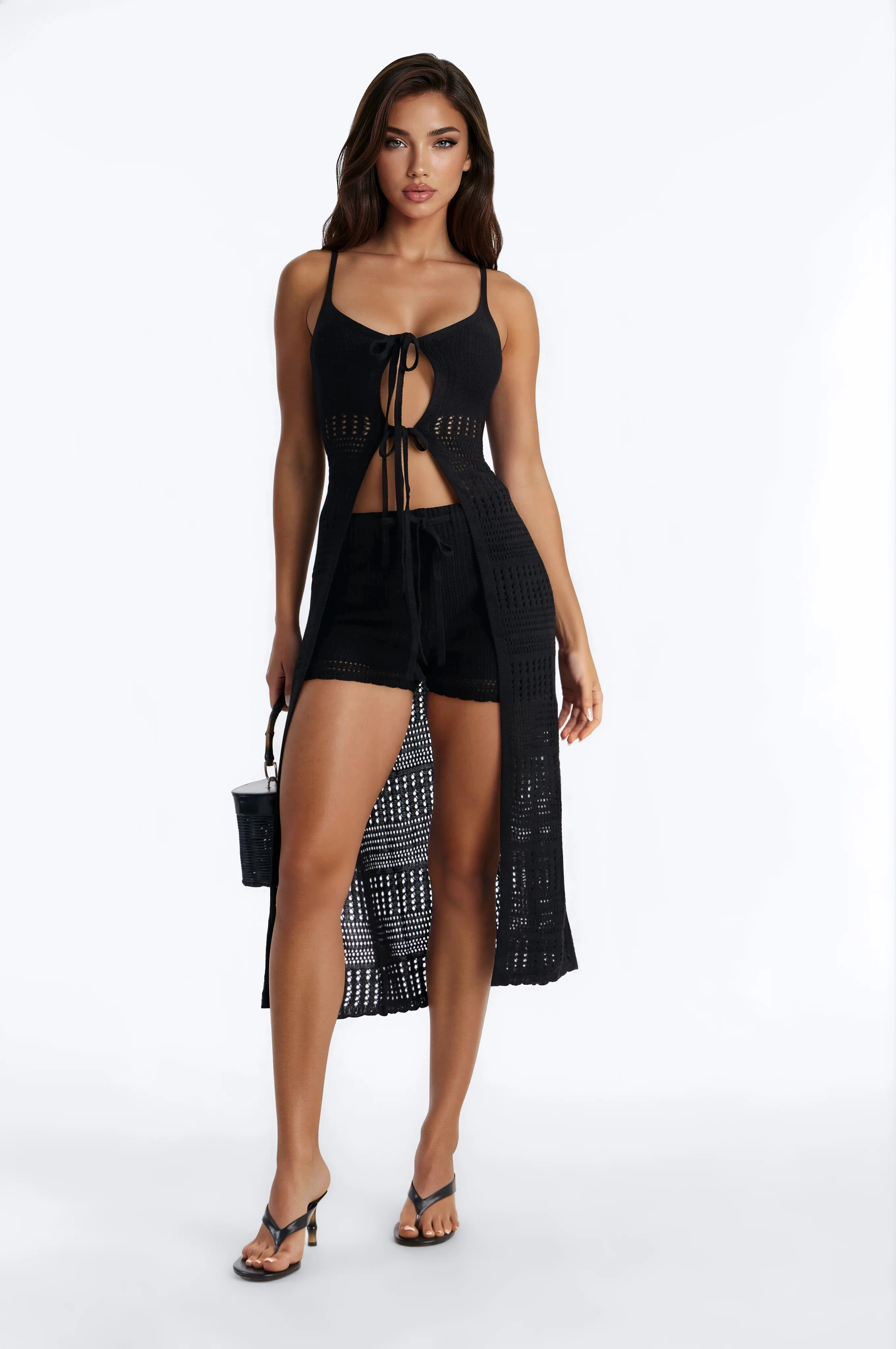 Vacay Vibe Crochet Short Set - Black