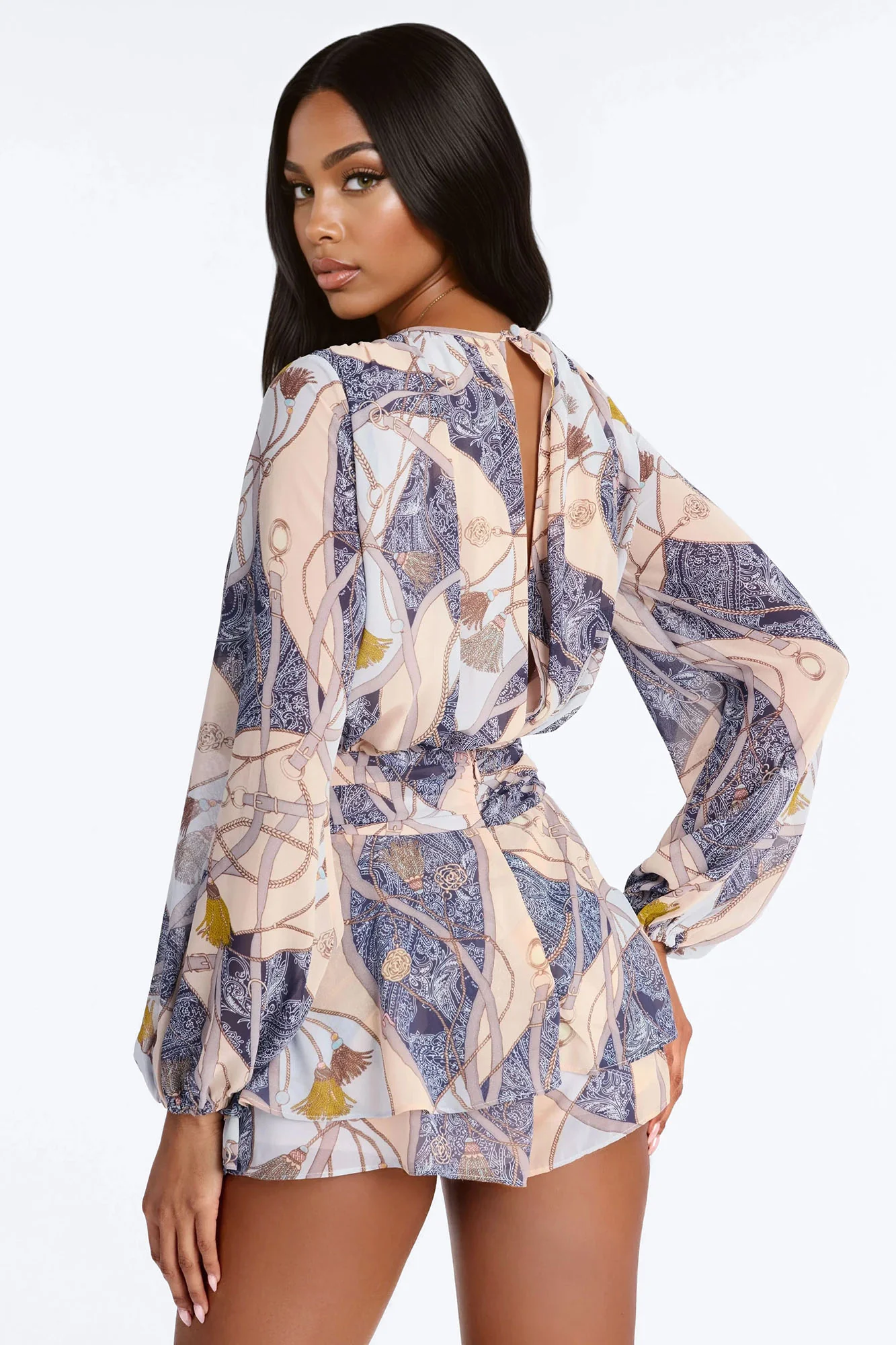 Vale Chiffon Tie Waist Romper - Multi Color - Image 4