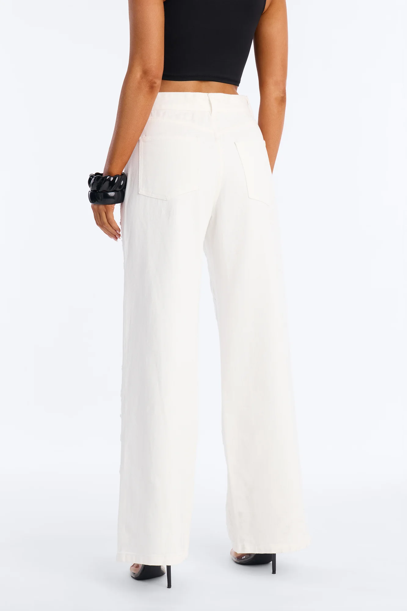 Valencia Crochet Lace Overlay Jeans - White - Image 4