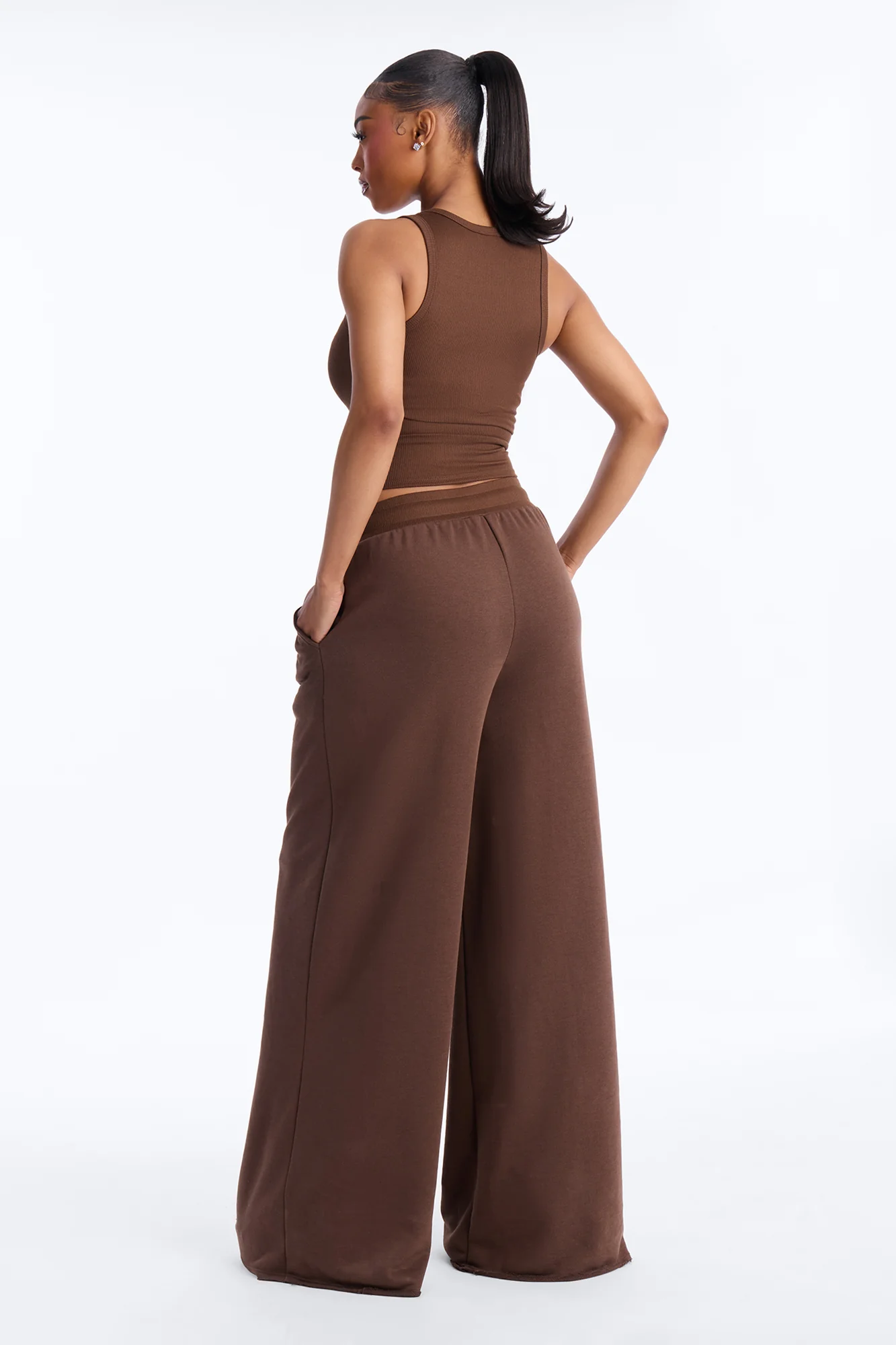 Valencia French Terry Pant Set - Brown - Image 3