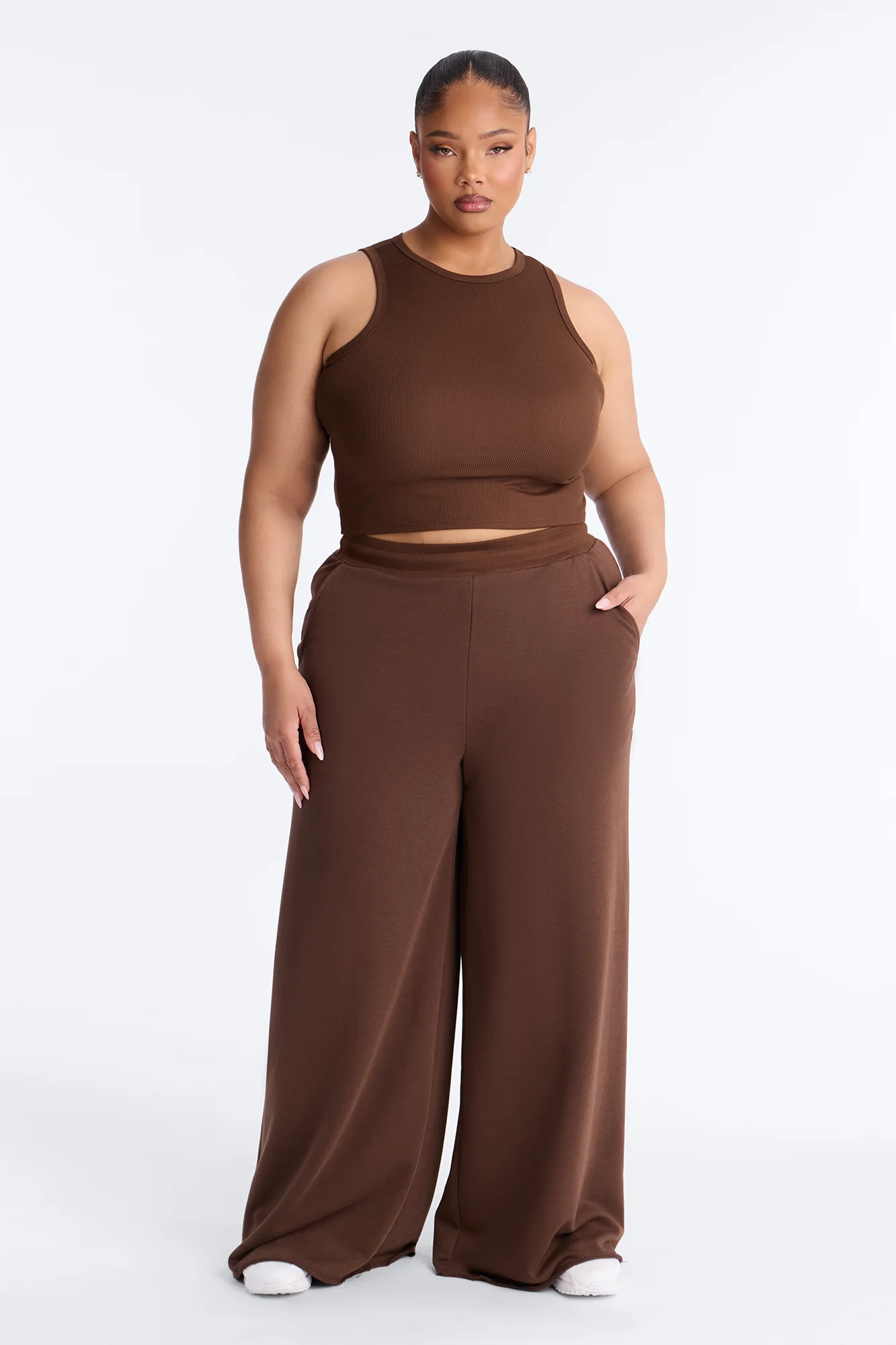 Valencia French Terry Pant Set - Brown - Image 4