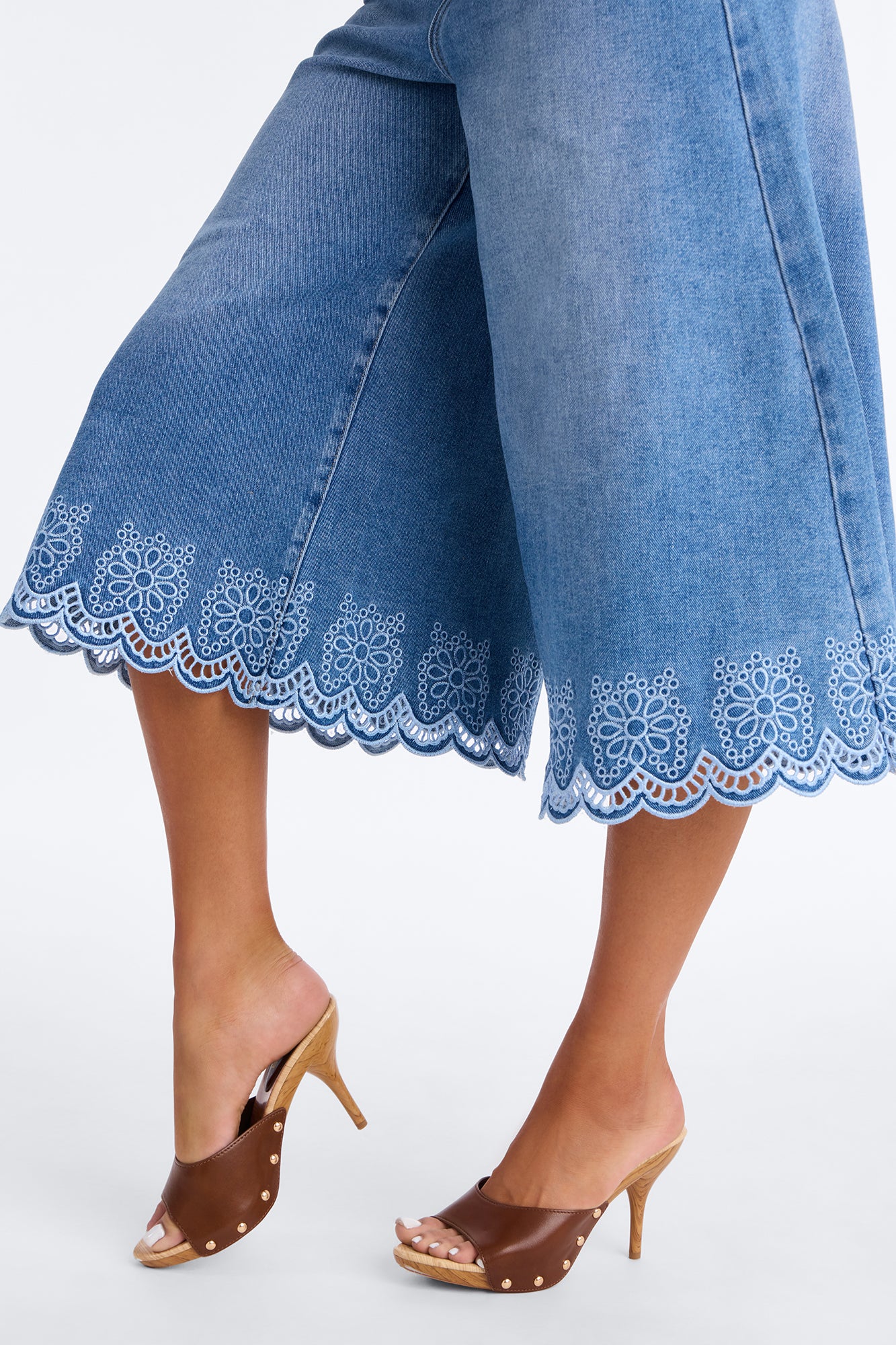 Valencia Premium Wide Leg Culotte Jeans - Medium Wash - Image 3