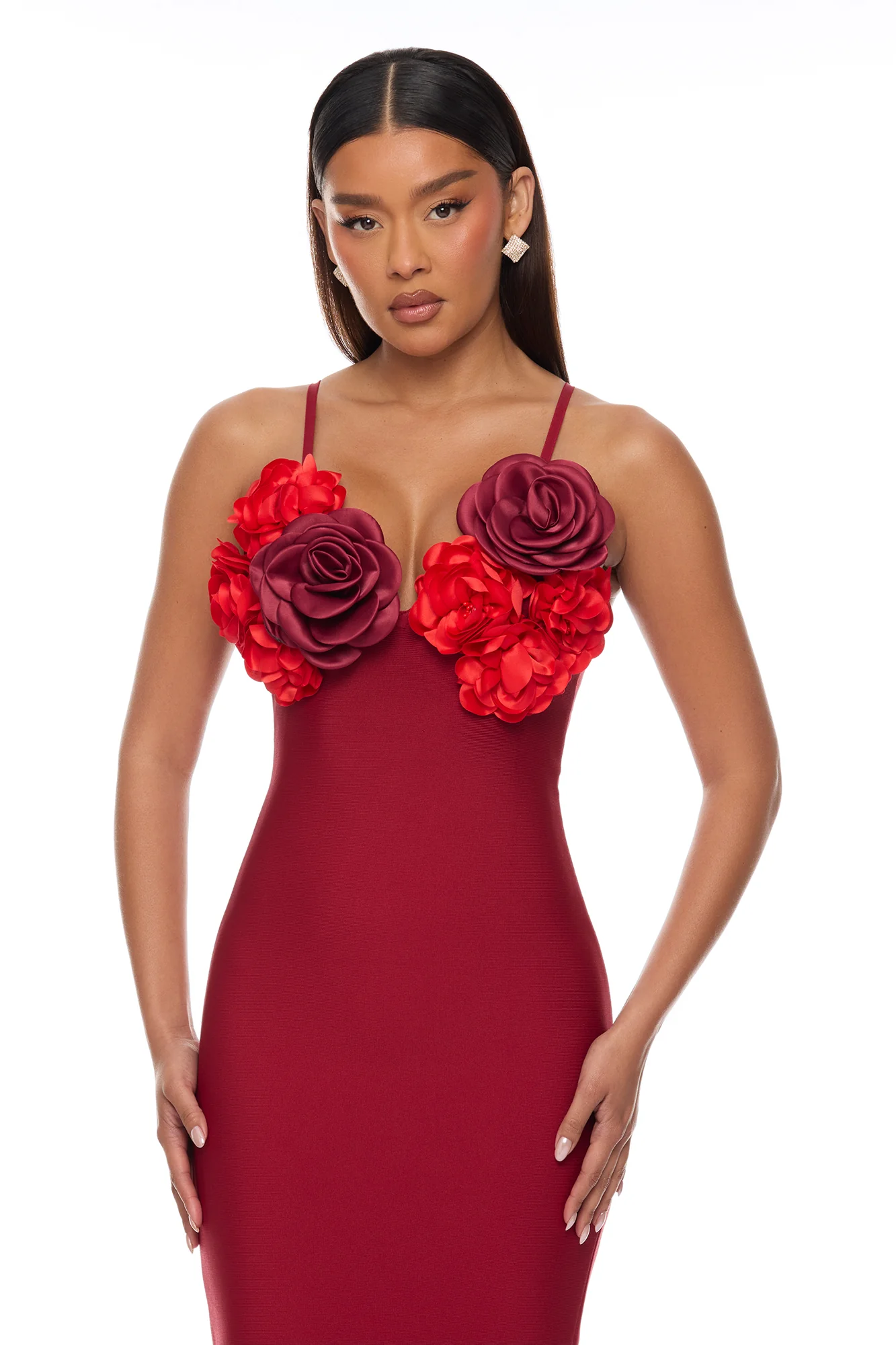 Valentina Bandage Midi Dress - Wine/combo - Image 2