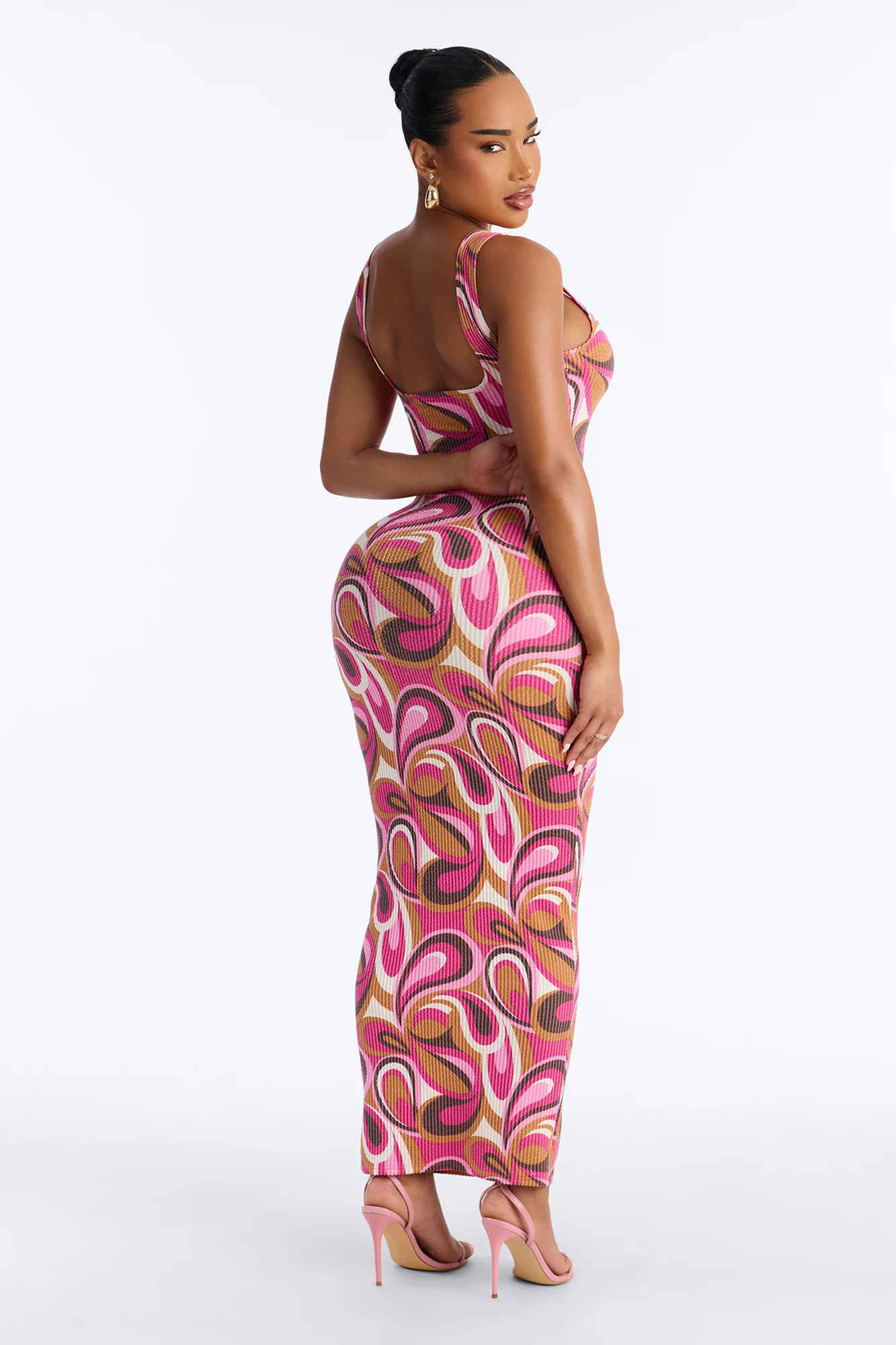Valentina Ribbed Maxi Dress - Magenta/combo - Image 4