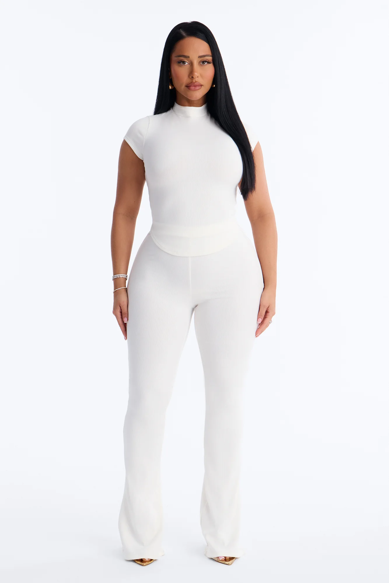 Valentina Snatched Straight Leg Pant Set - White