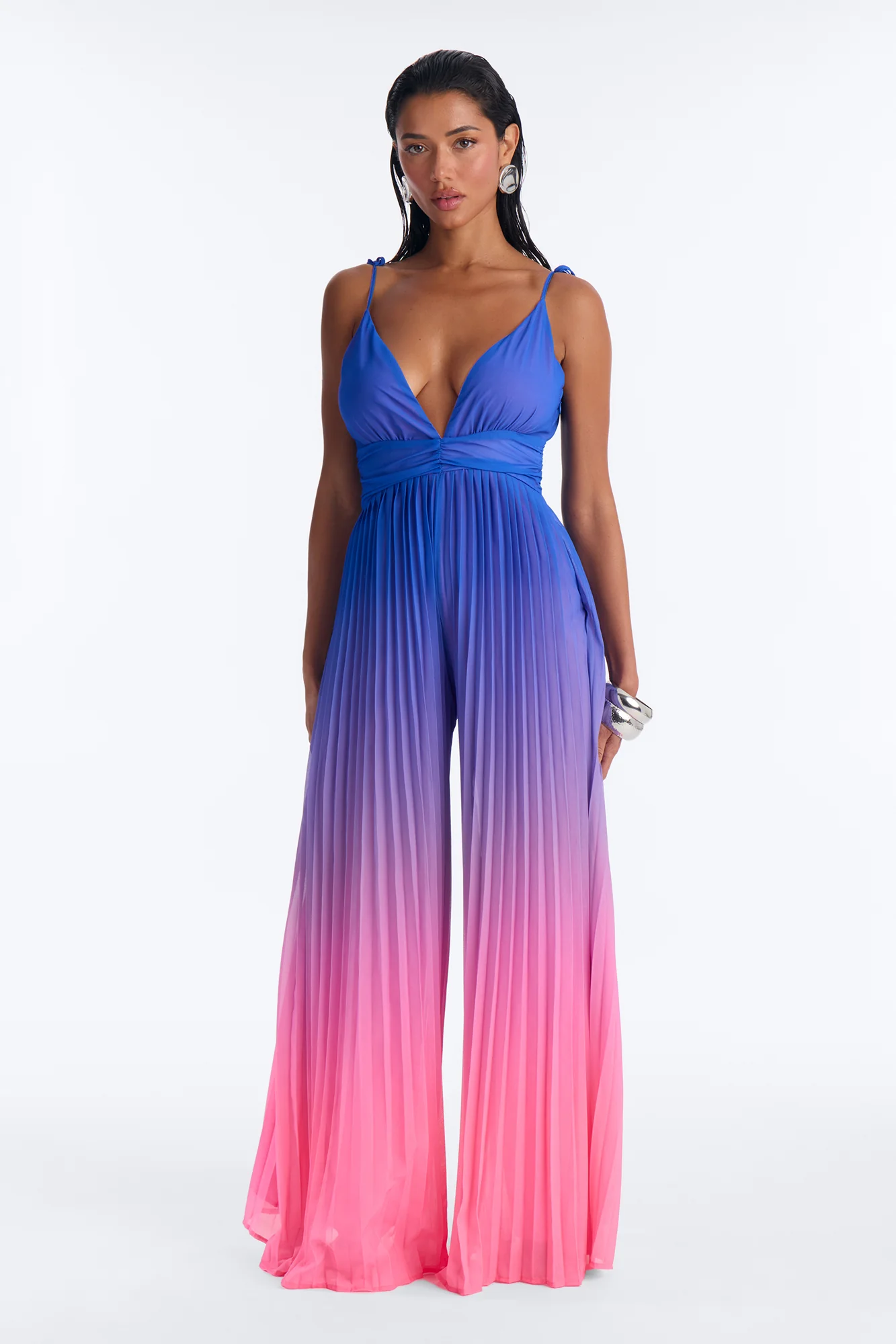 Valeria Chiffon Ombre Jumpsuit - Blue
