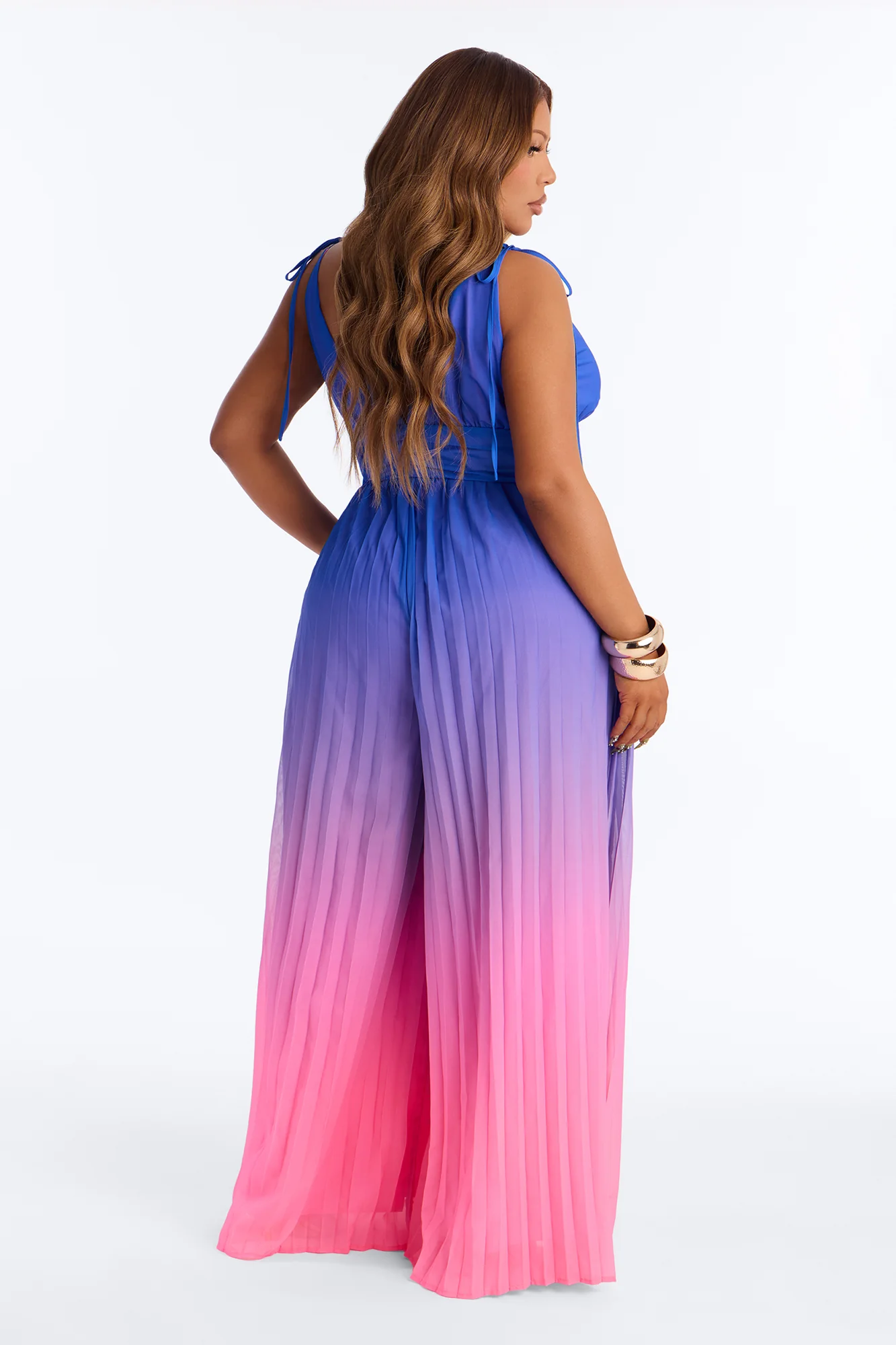 Valeria Chiffon Ombre Jumpsuit - Blue - Image 6
