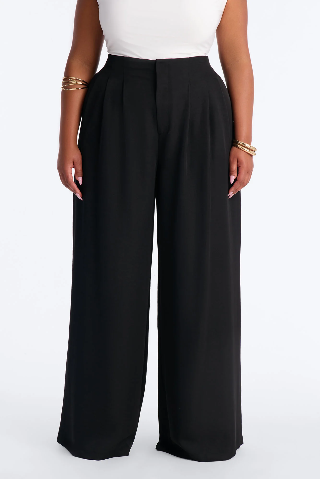 Valeria Pleated High Rise Wide Leg Pant 33″ - Black - Image 5
