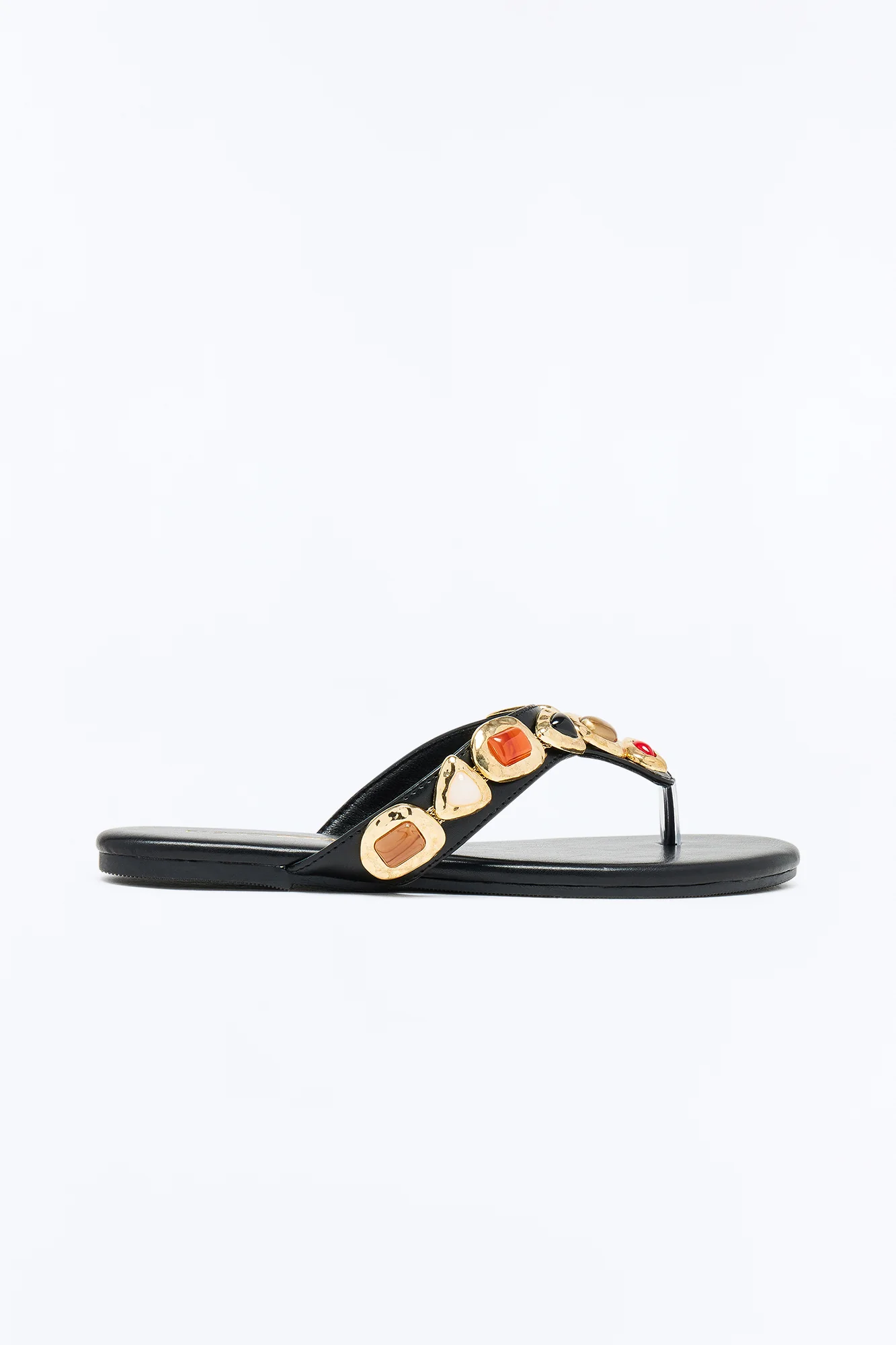 Vancesca Jewel Flip Flops - Black