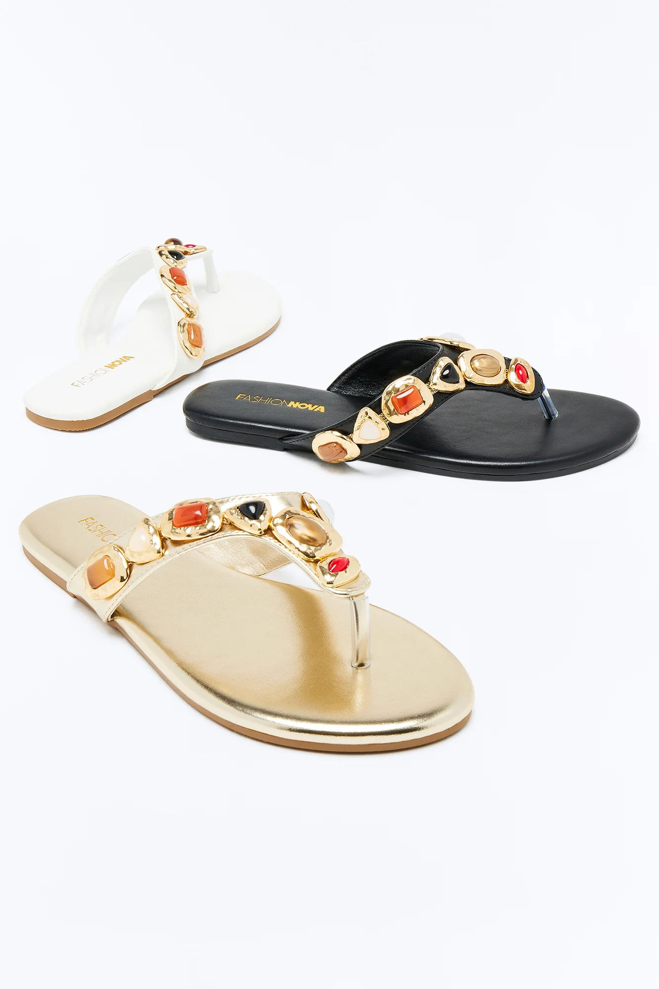 Vancesca Jewel Flip Flops - Black - Image 3