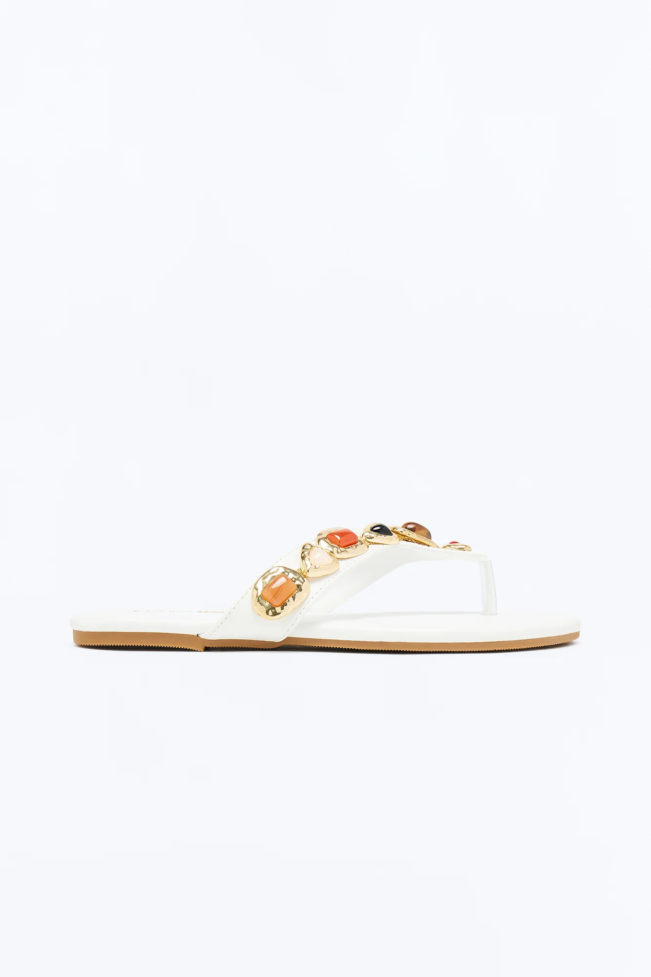 Vancesca Jewel Flip Flops - White - Image 3