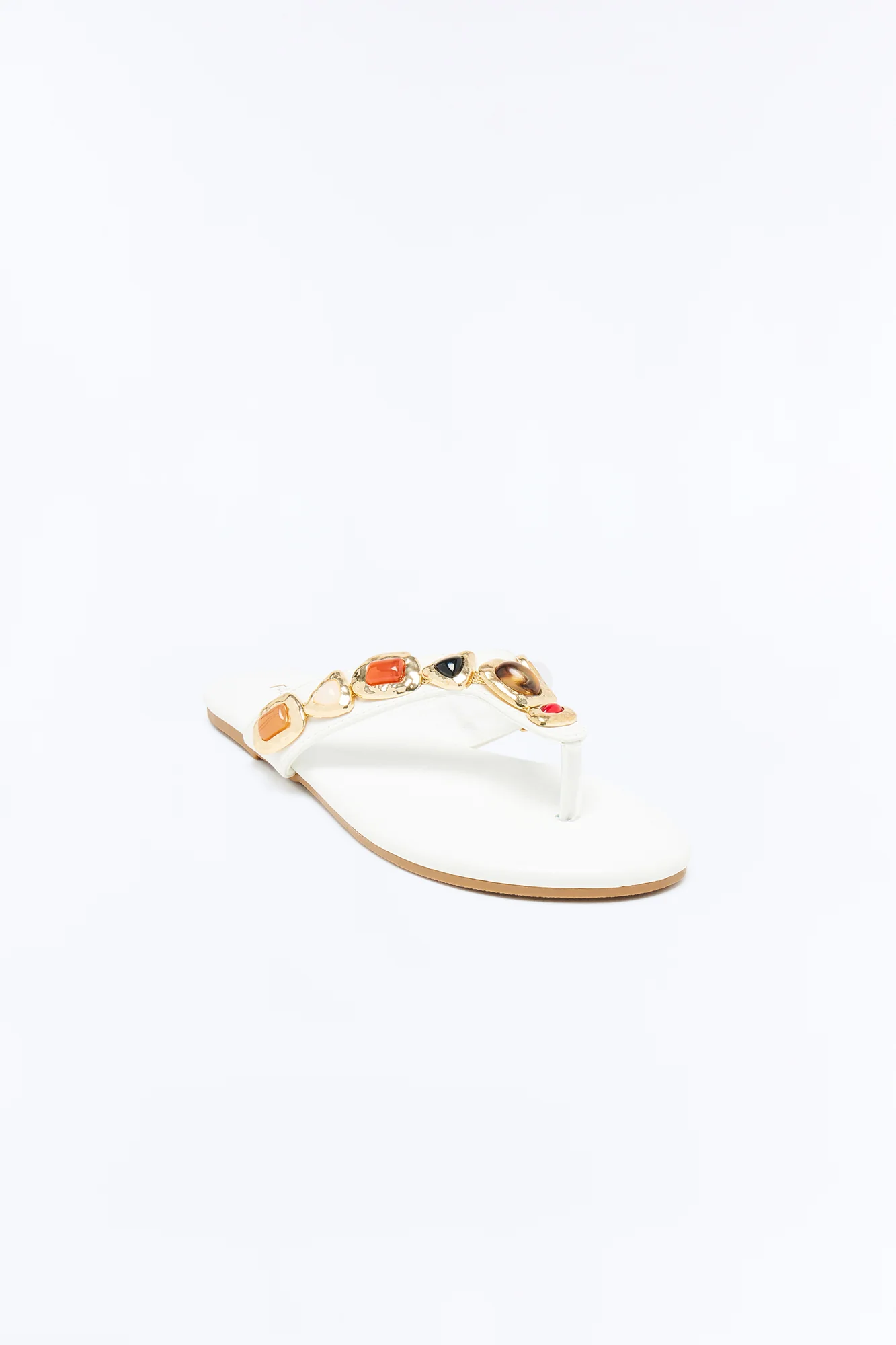 Vancesca Jewel Flip Flops - White - Image 4