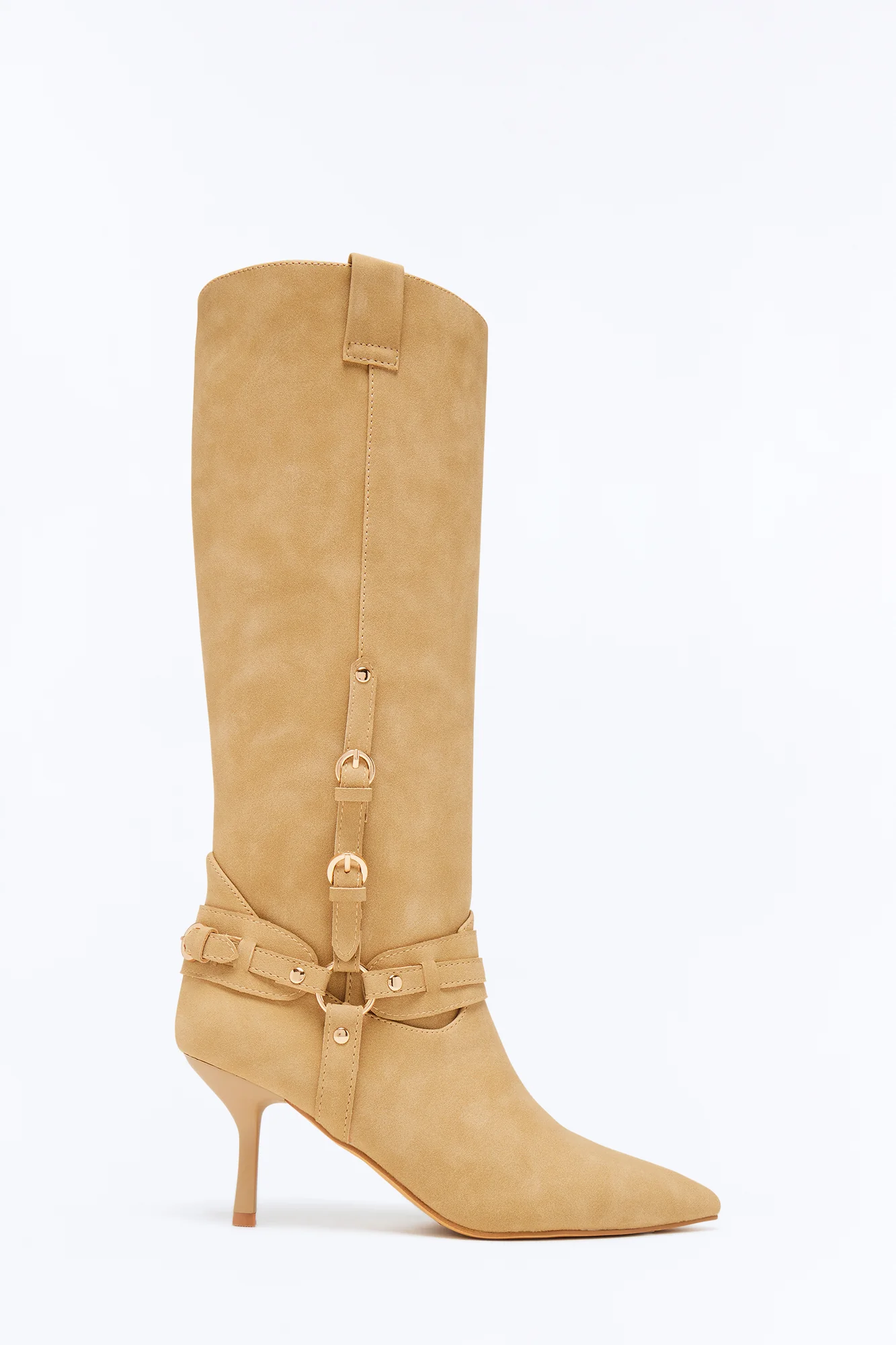 Vandie Hardware Stiletto Boots - Taupe
