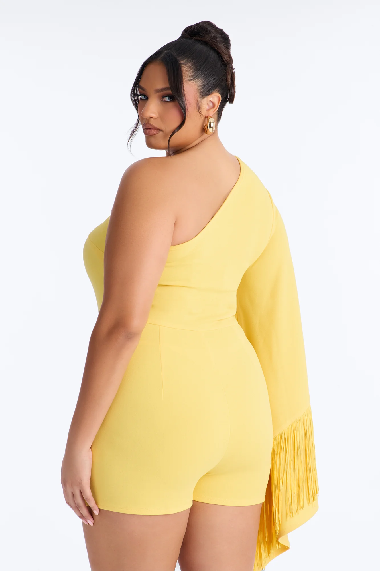 Vanessa Fringe Trim Romper - Yellow - Image 8