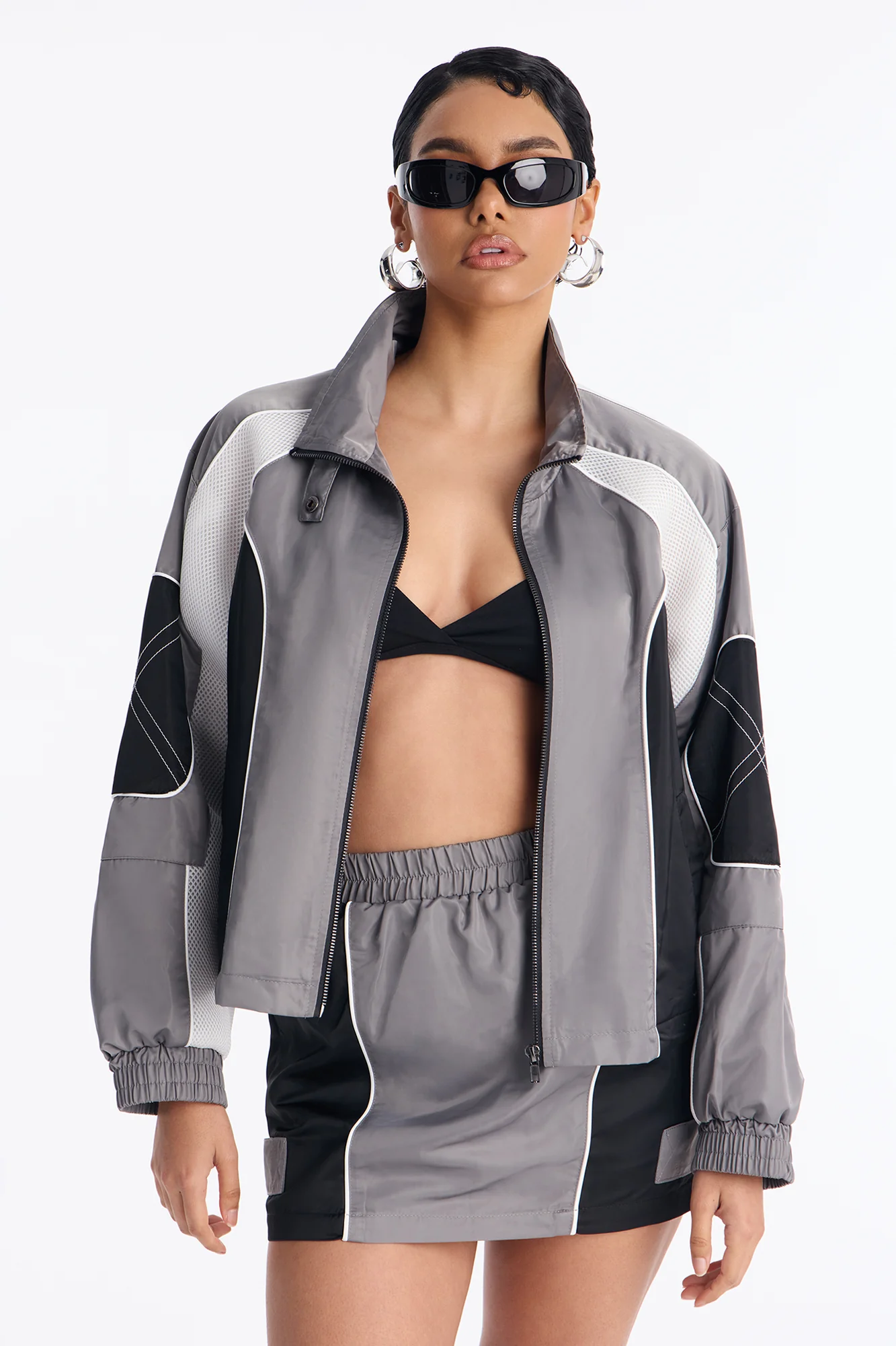 vanna Windbreaker Mini Skirt Set - Grey/combo - Image 2