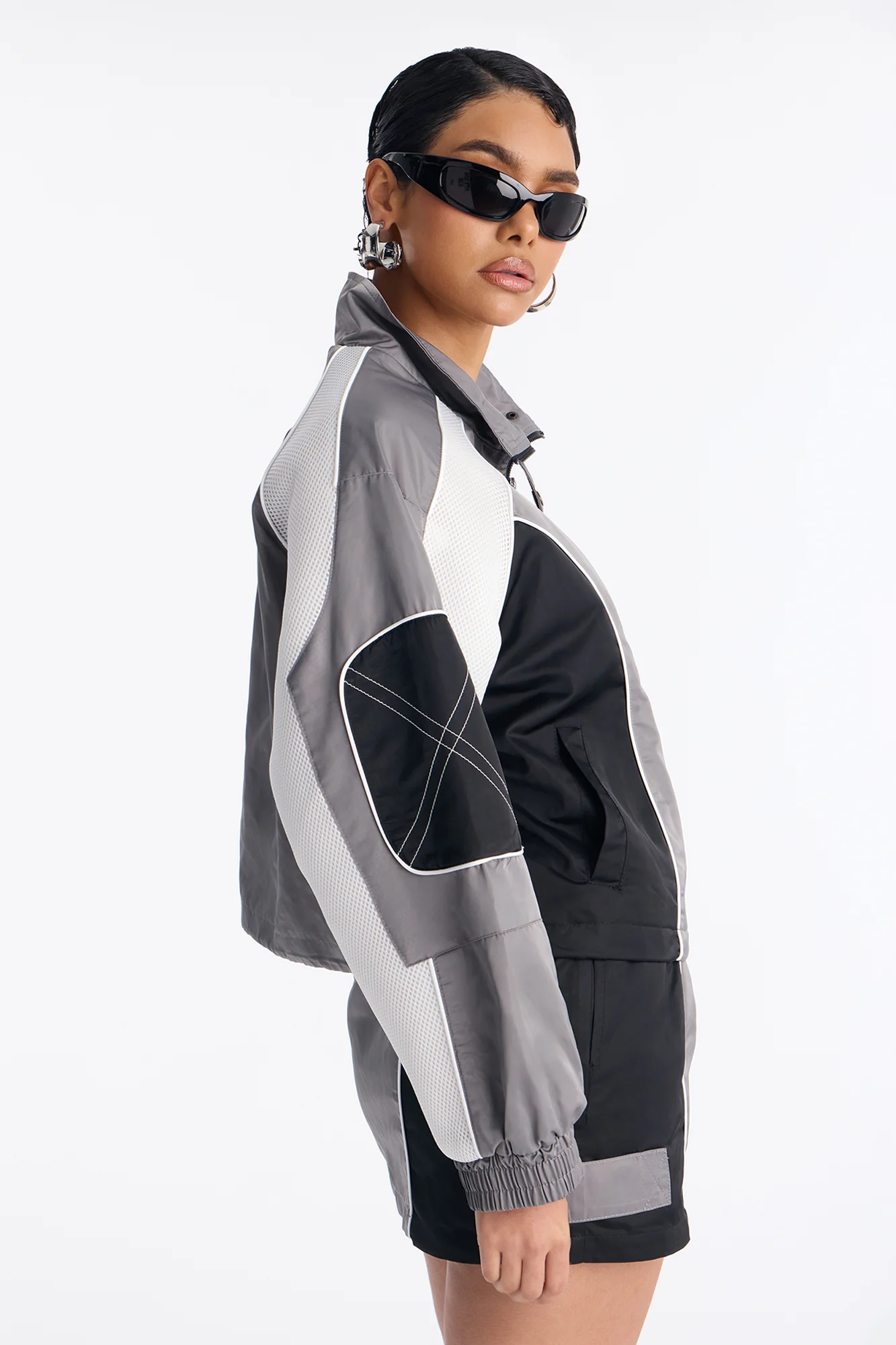 vanna Windbreaker Mini Skirt Set - Grey/combo - Image 4