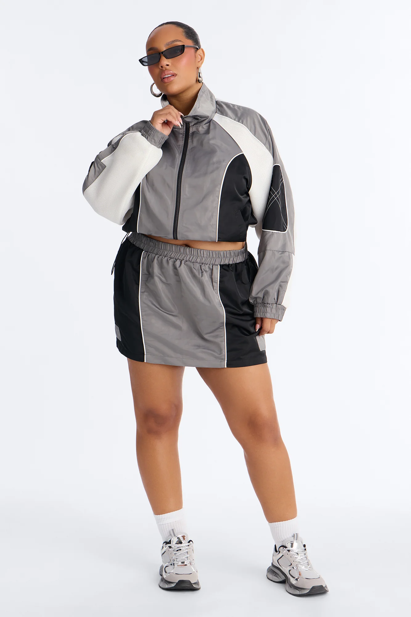 vanna Windbreaker Mini Skirt Set - Grey/combo - Image 5