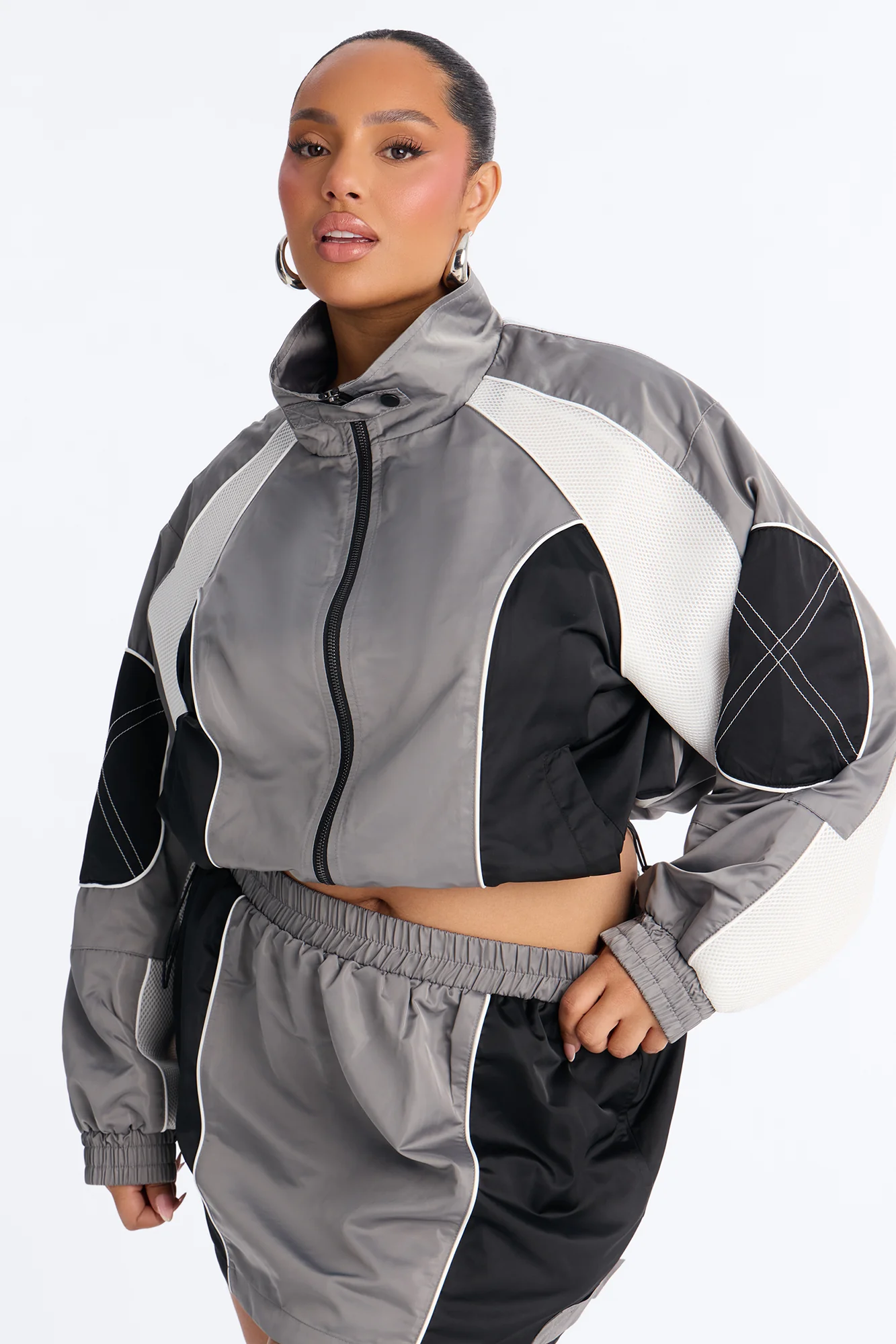 vanna Windbreaker Mini Skirt Set - Grey/combo - Image 6