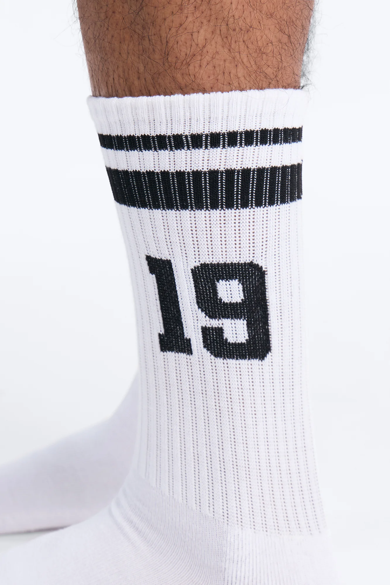Varsity 19 Stripe Crew Socks - White - Image 2