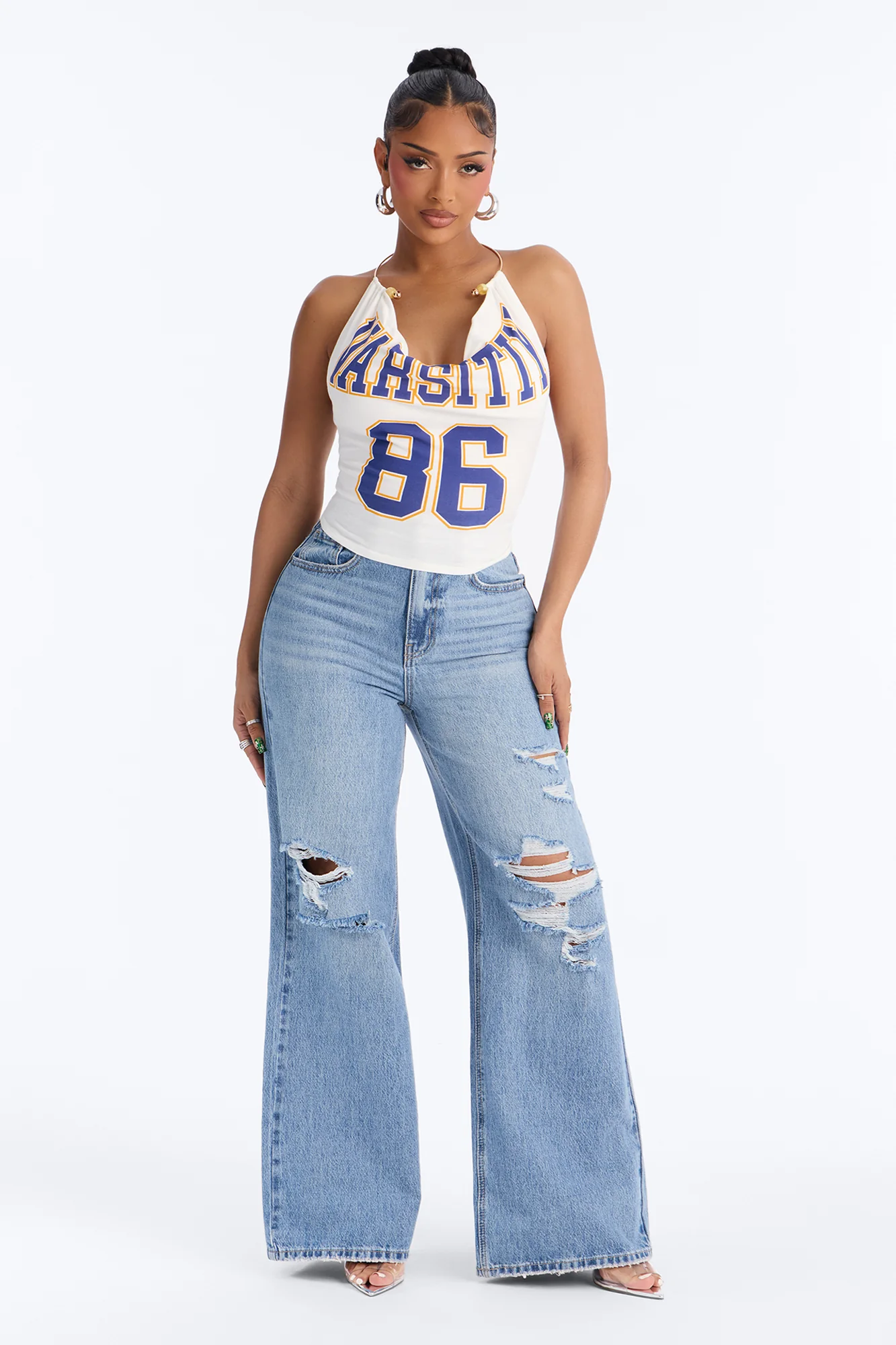 Varsity 86 Halter Top - White - Image 2