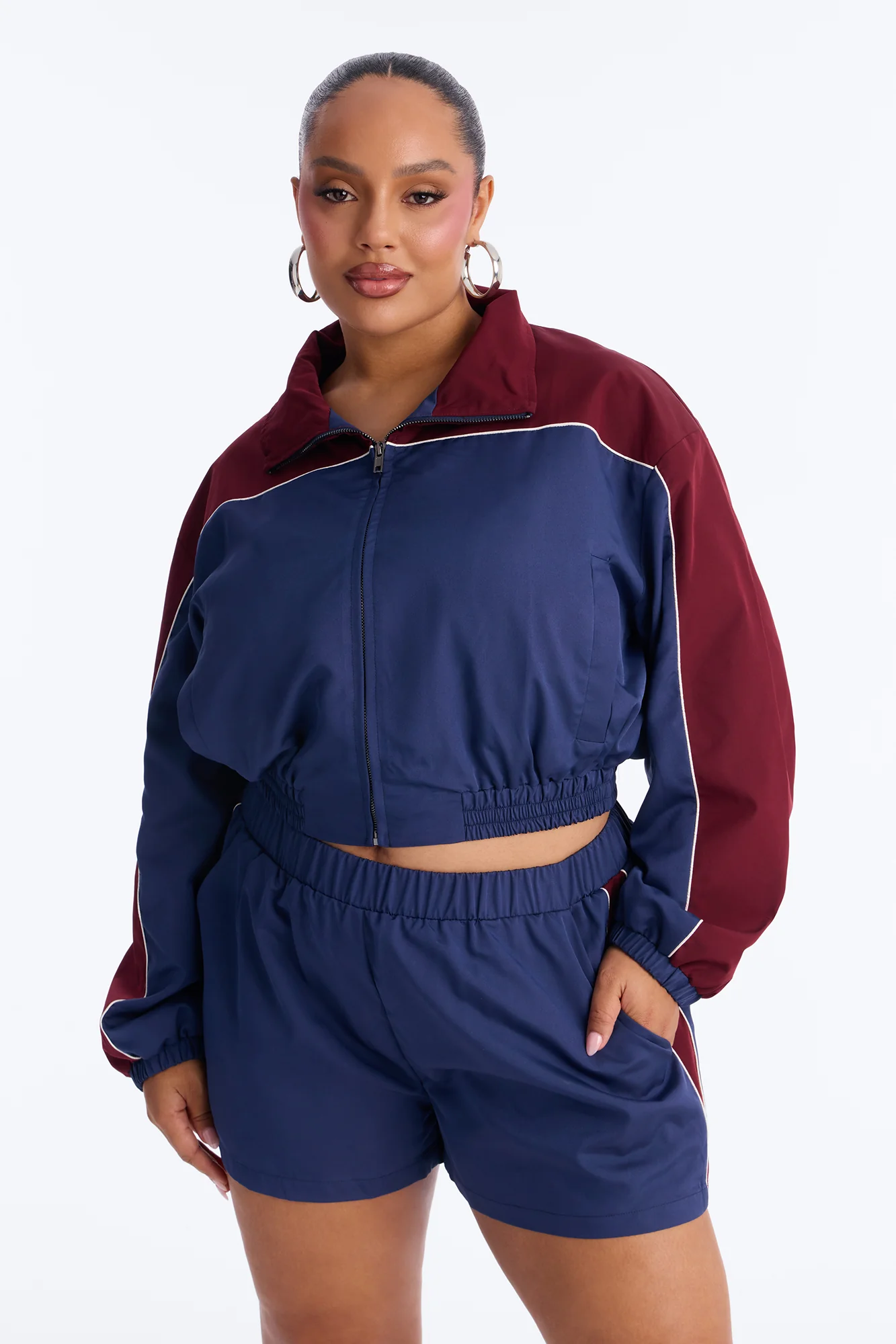 Varsity Girl Windbreaker Short Set - Navy/combo - Image 4
