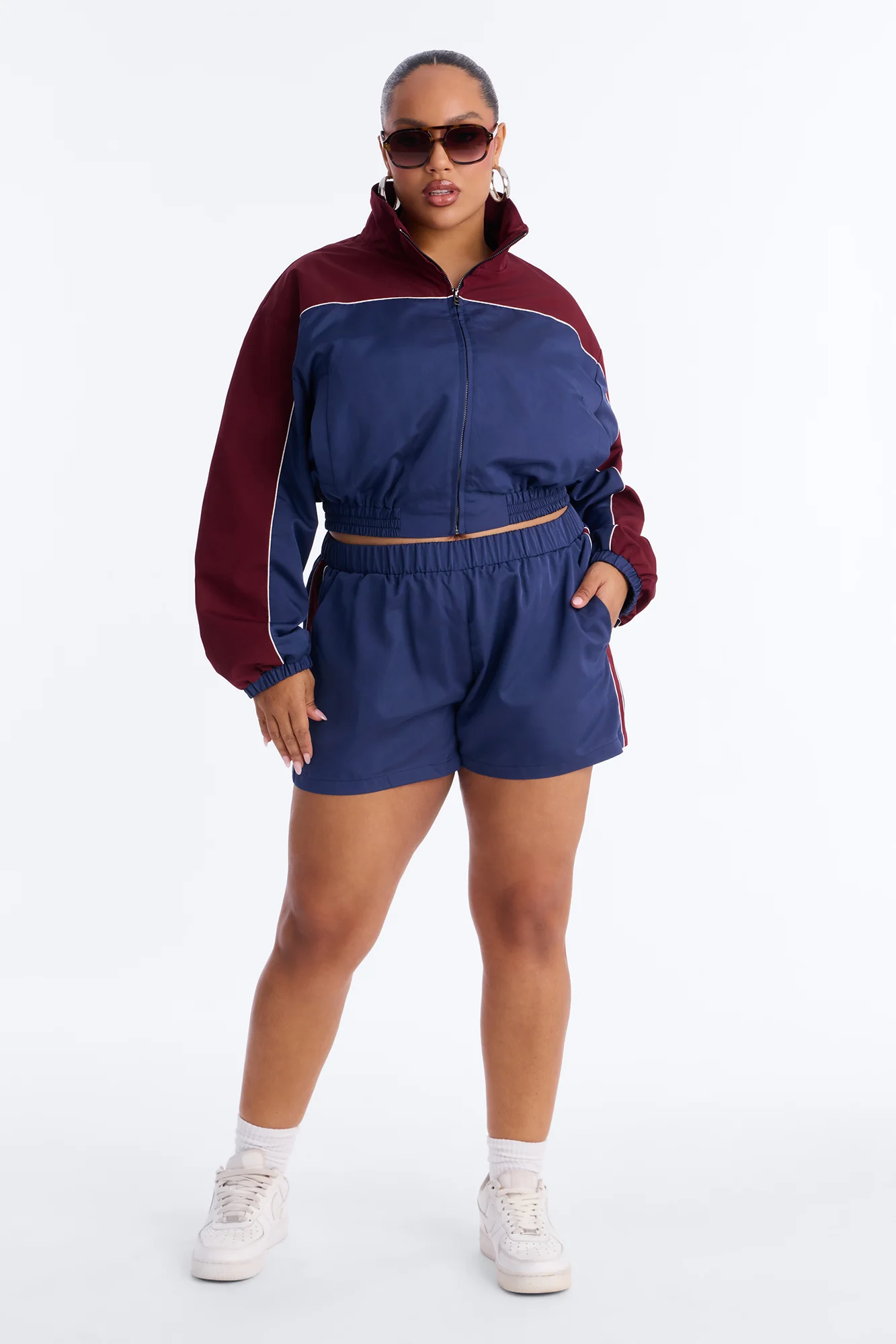 Varsity Girl Windbreaker Short Set - Navy/combo - Image 5