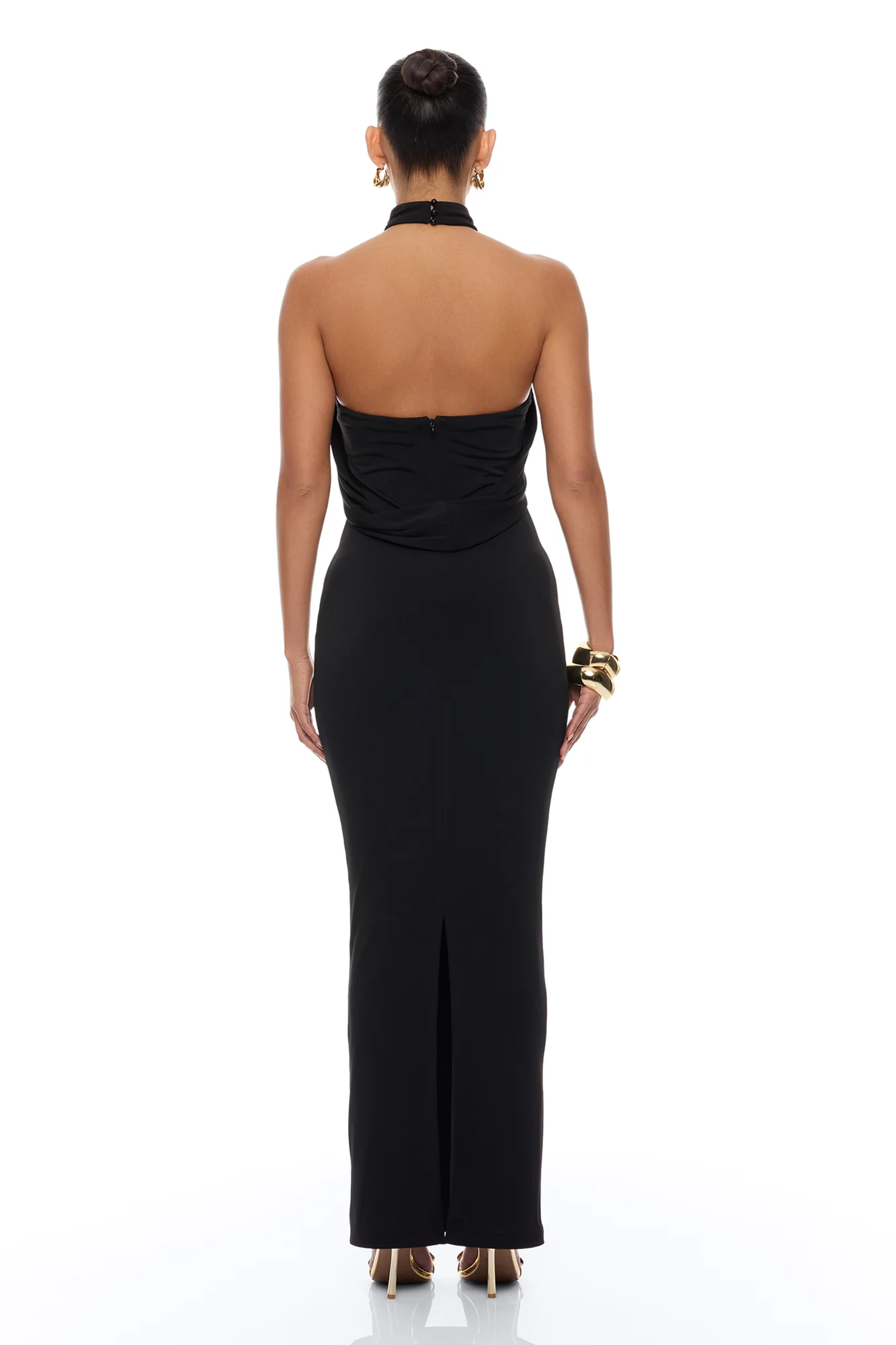 Veda Draped Maxi Dress - Black - Image 4