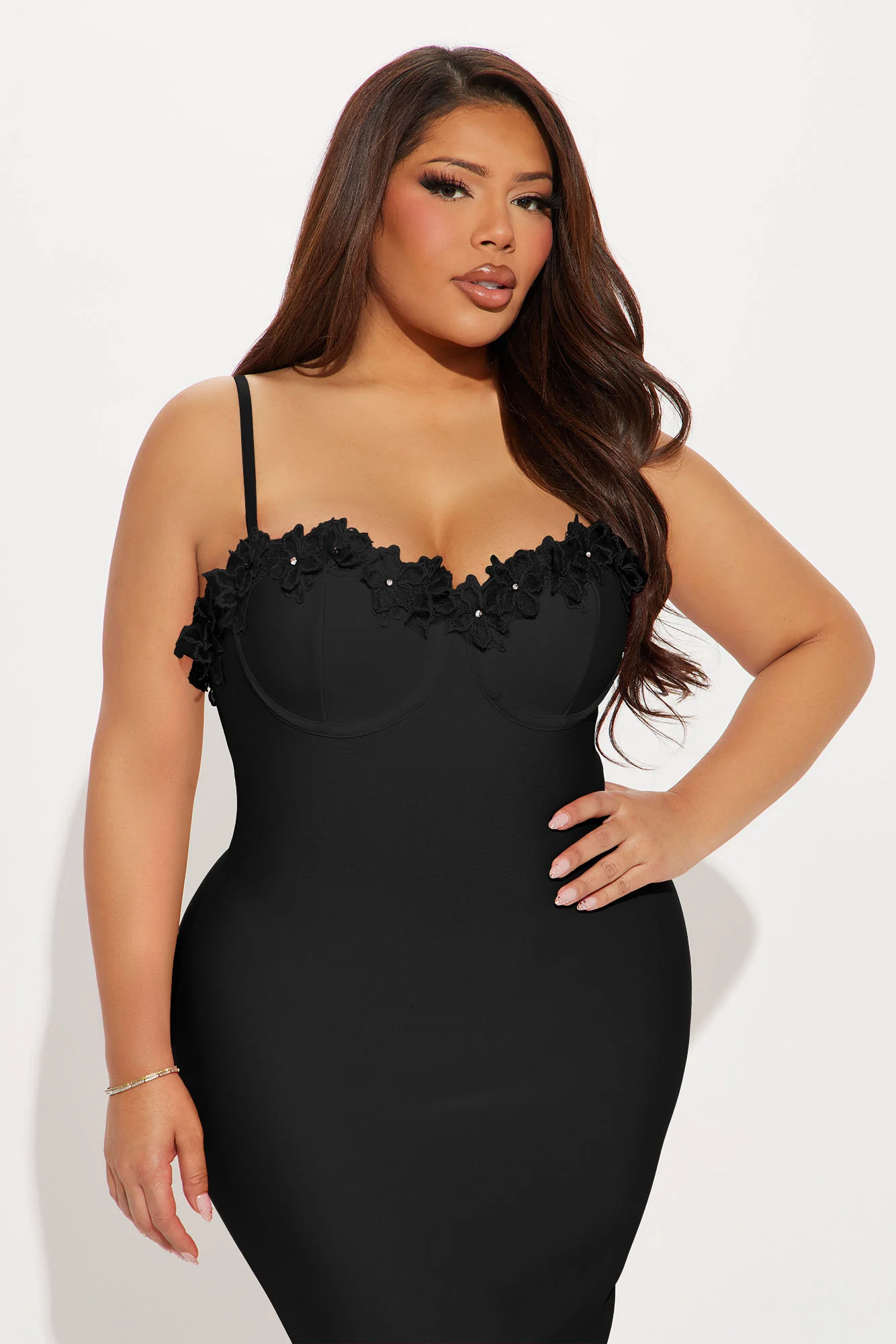 Verona Bandage Midi Dress - Black - Image 5