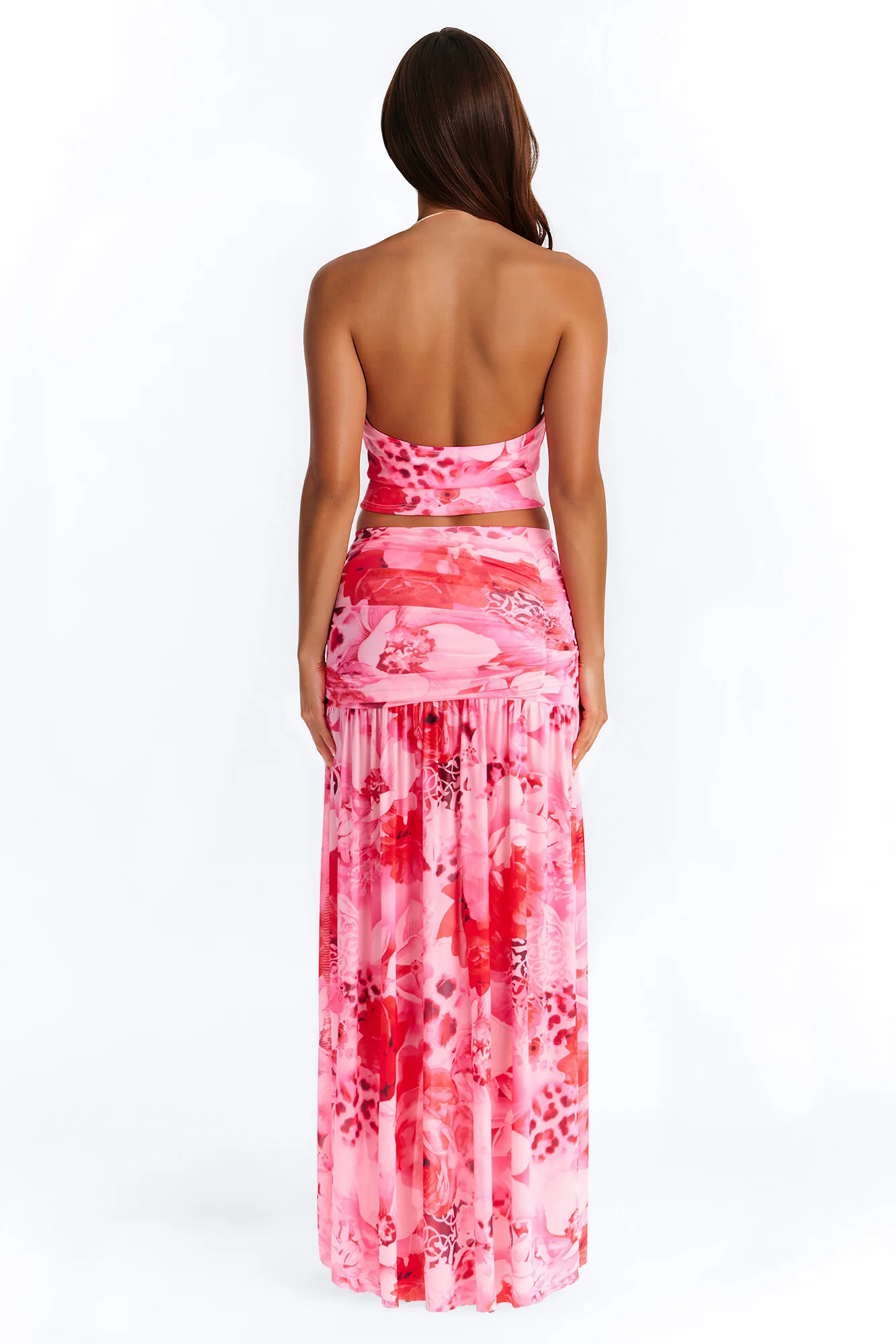 Veronica Hardware Halter Maxi Skirt Set - Pink/combo - Image 4