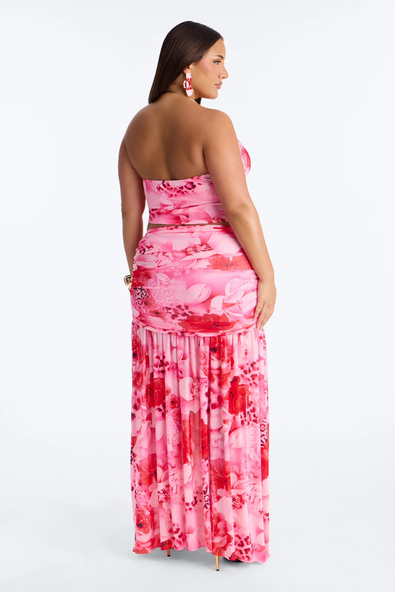 Veronica Hardware Halter Maxi Skirt Set - Pink/combo - Image 8